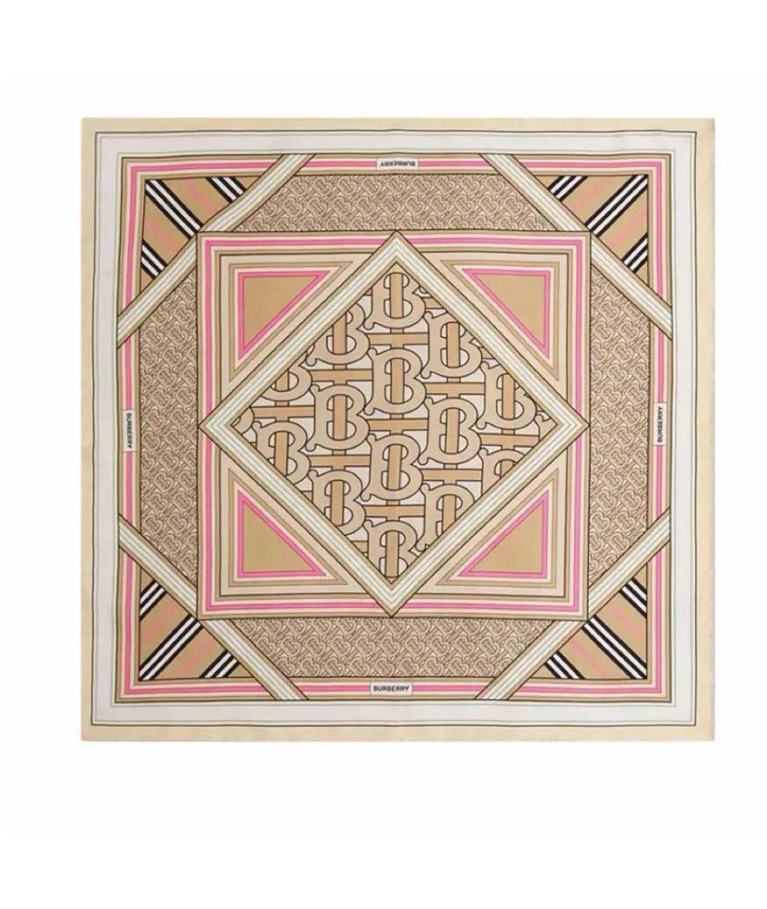 BURBERRY Бежевый шелковый платок, фото 5
