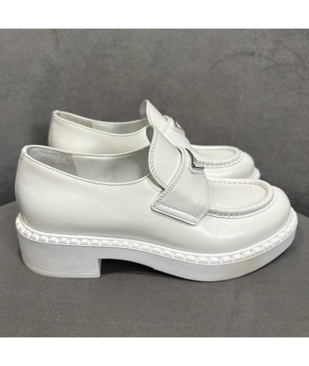 PRADA Белые кожаные лоферы, фото 6
