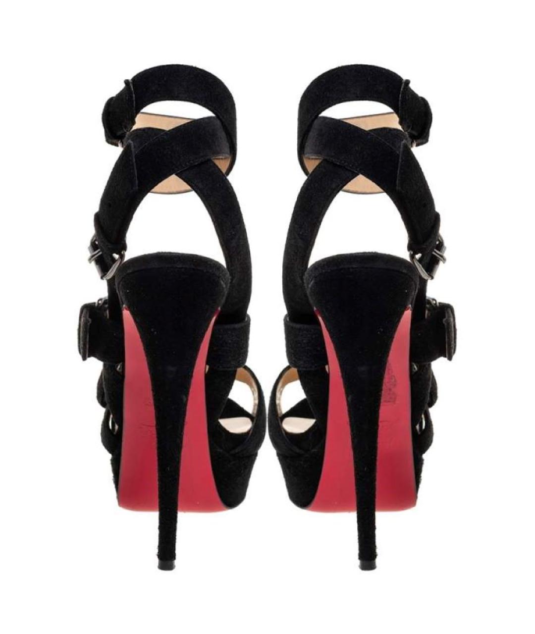 CHRISTIAN LOUBOUTIN Черные замшевые босоножки, фото 6