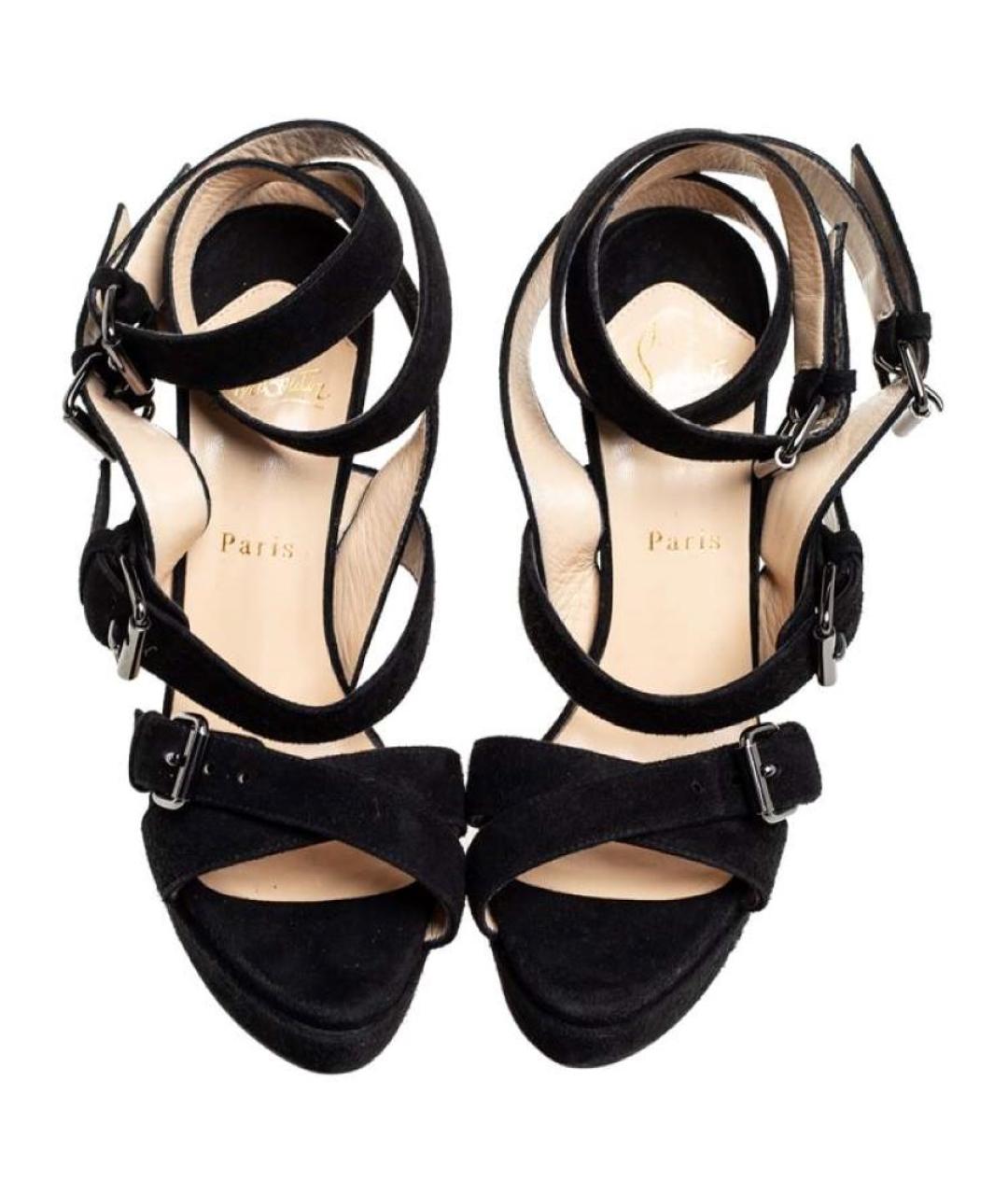 CHRISTIAN LOUBOUTIN Черные замшевые босоножки, фото 5