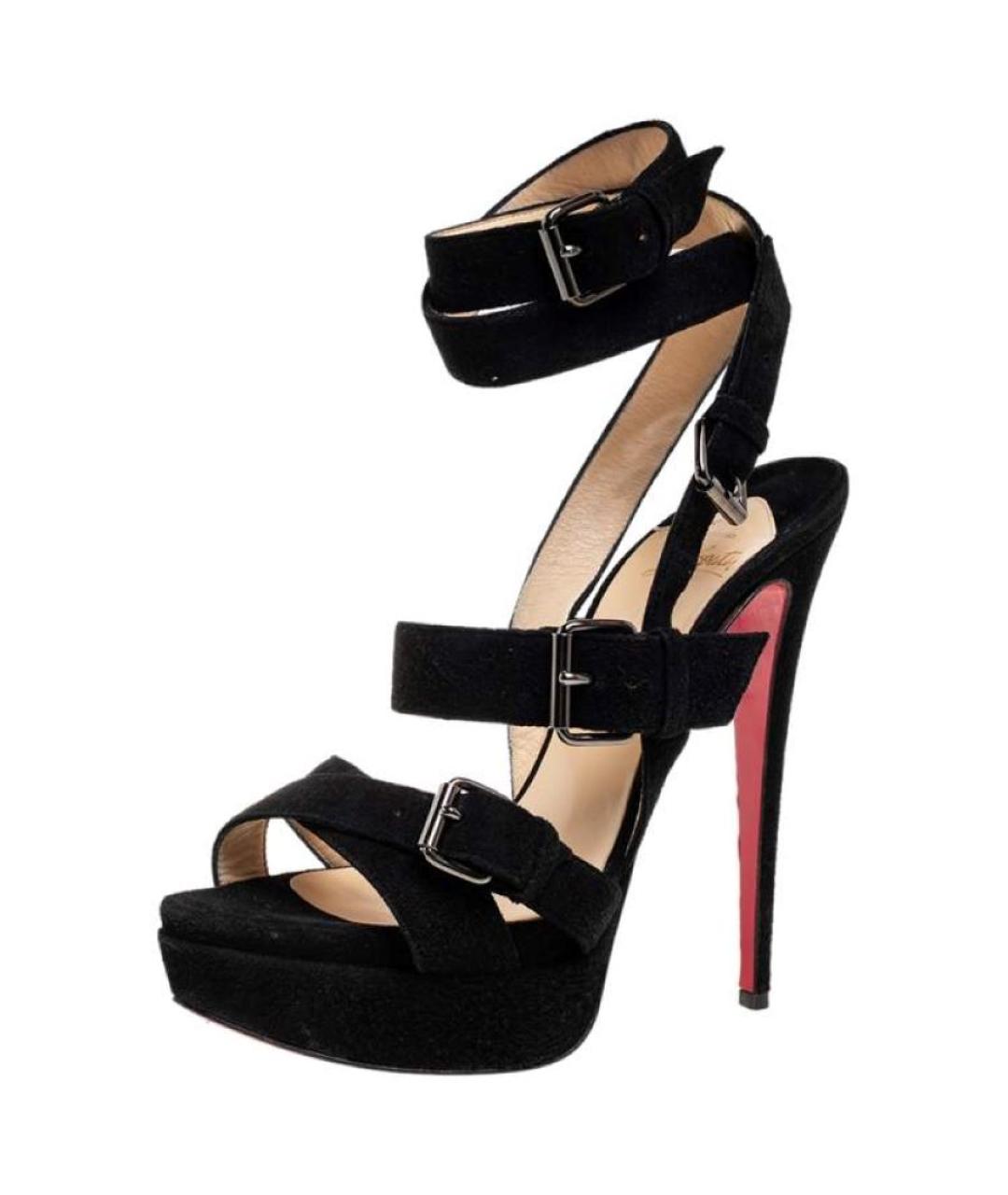 CHRISTIAN LOUBOUTIN Черные замшевые босоножки, фото 7