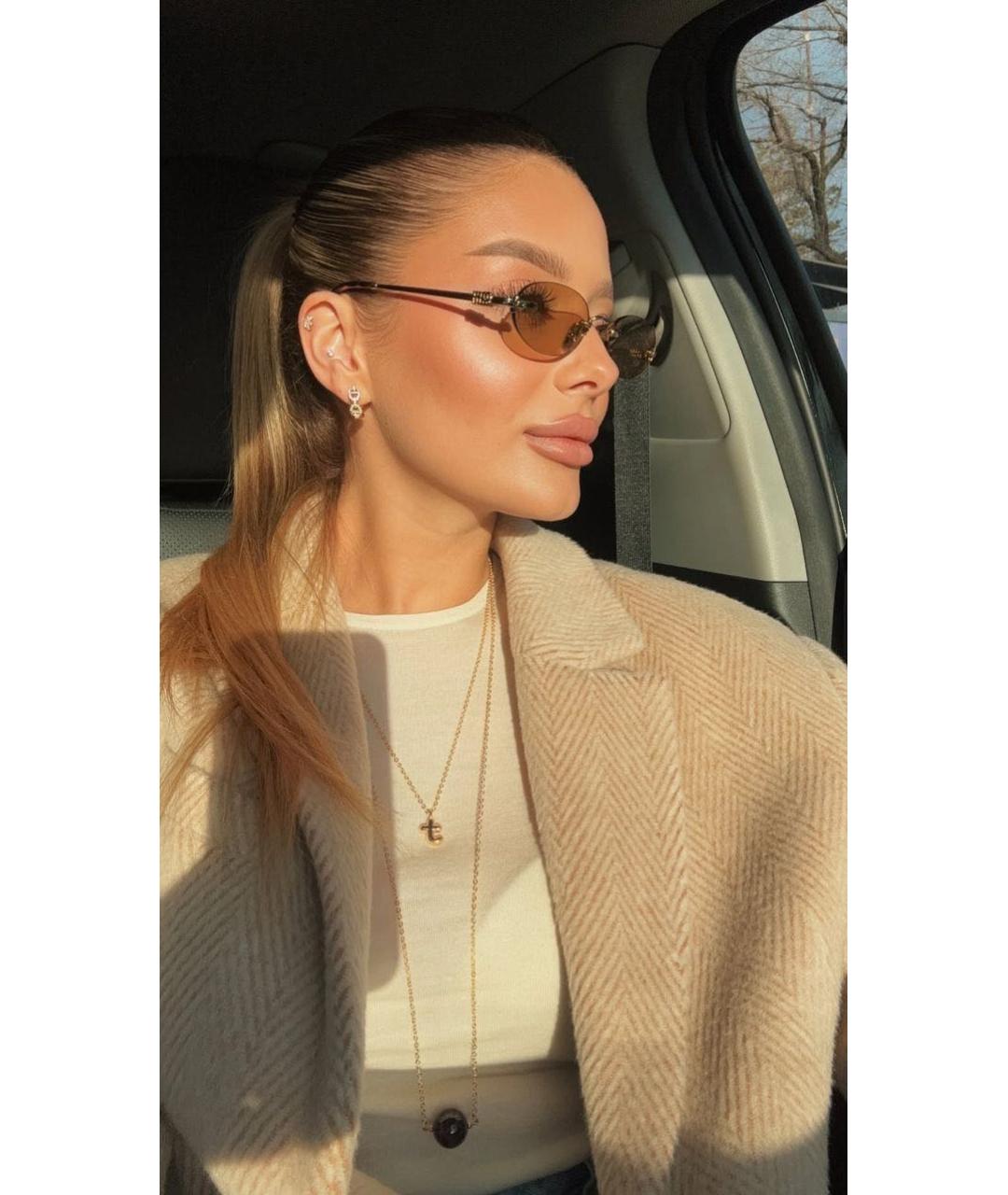 MIU MIU Коричневые металлические солнцезащитные очки, фото 3