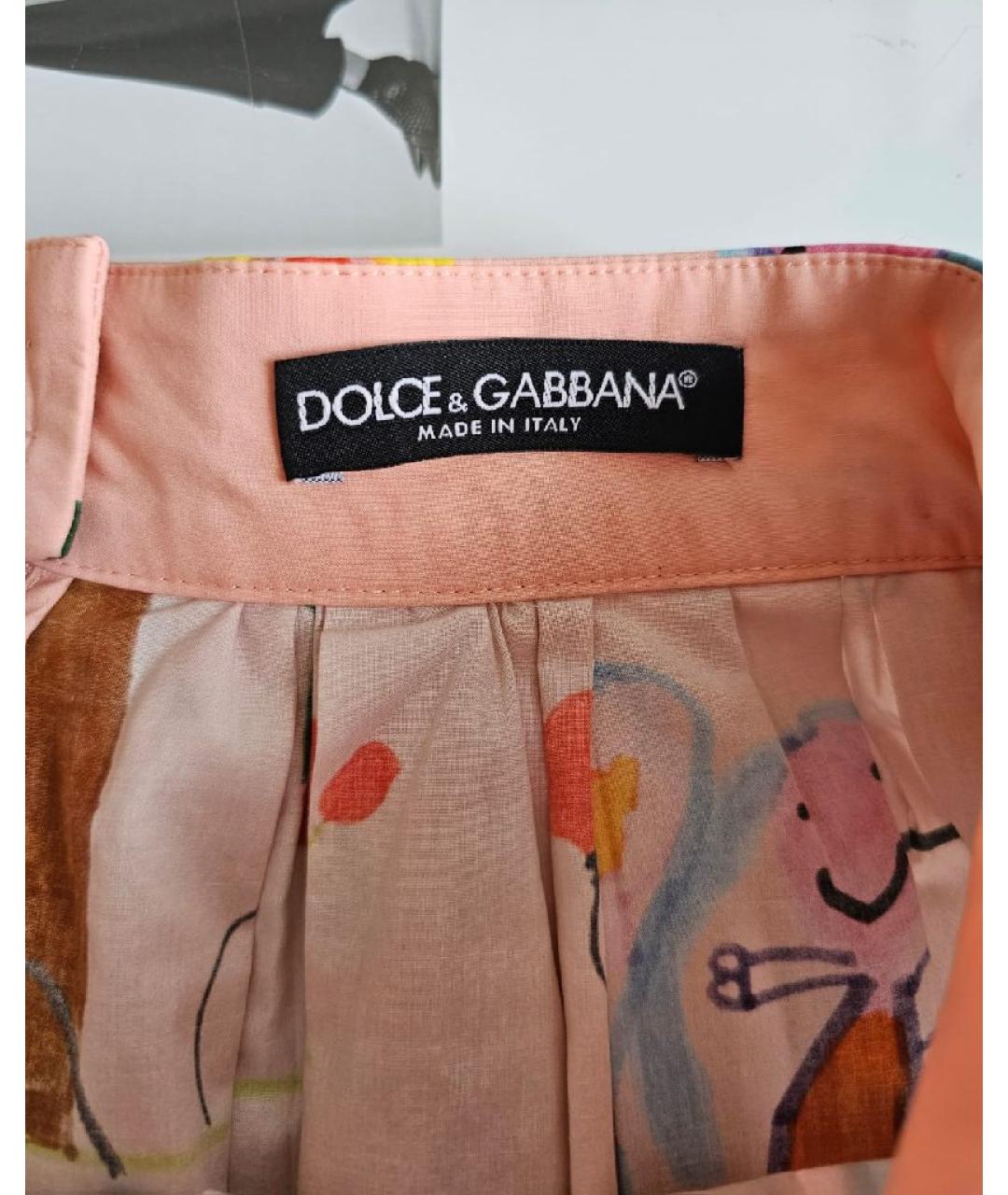 DOLCE&GABBANA Коралловая хлопковая юбка мини, фото 3