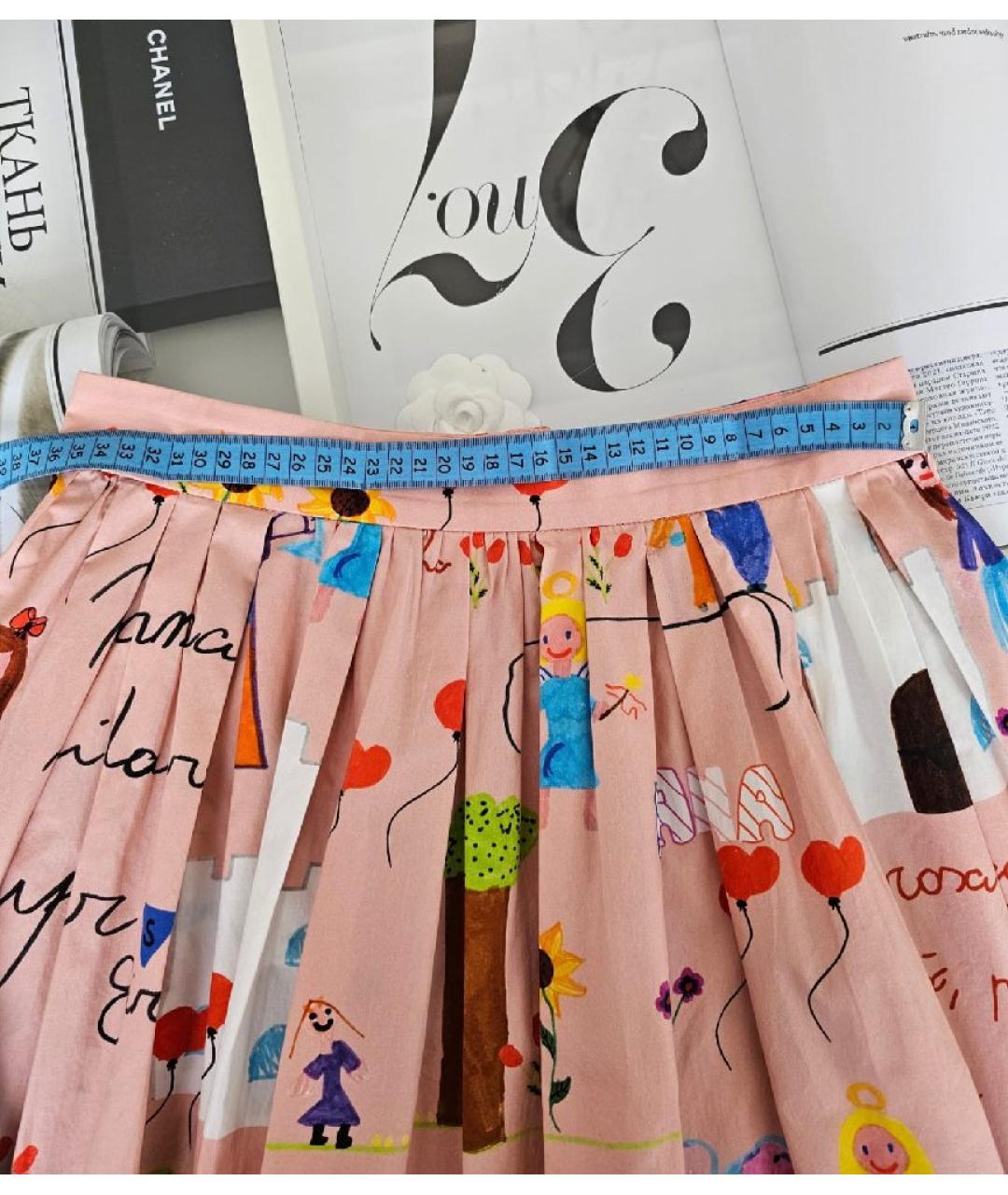 DOLCE&GABBANA Коралловая хлопковая юбка мини, фото 6