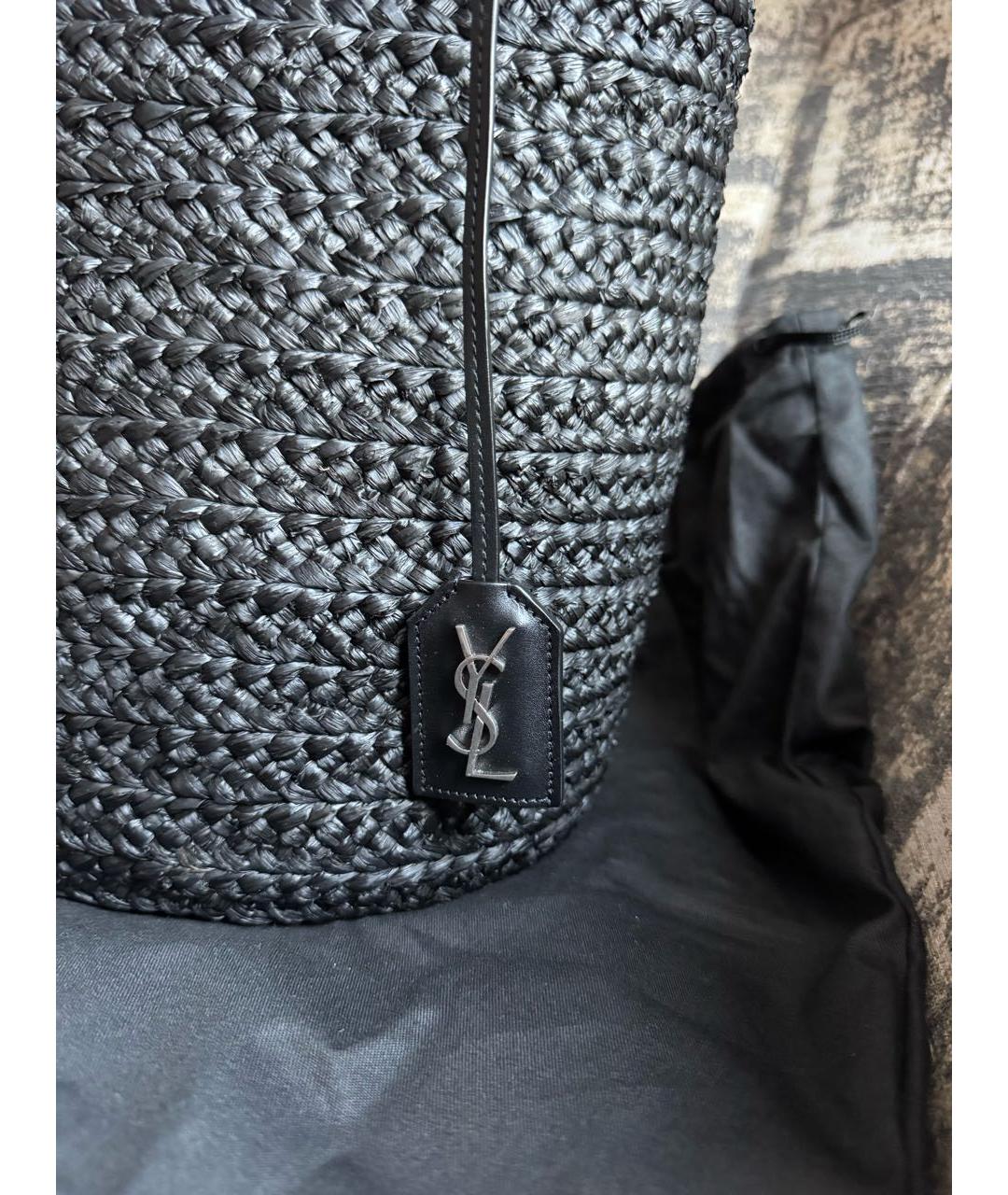 SAINT LAURENT Черная пелетеная пляжная сумка, фото 4