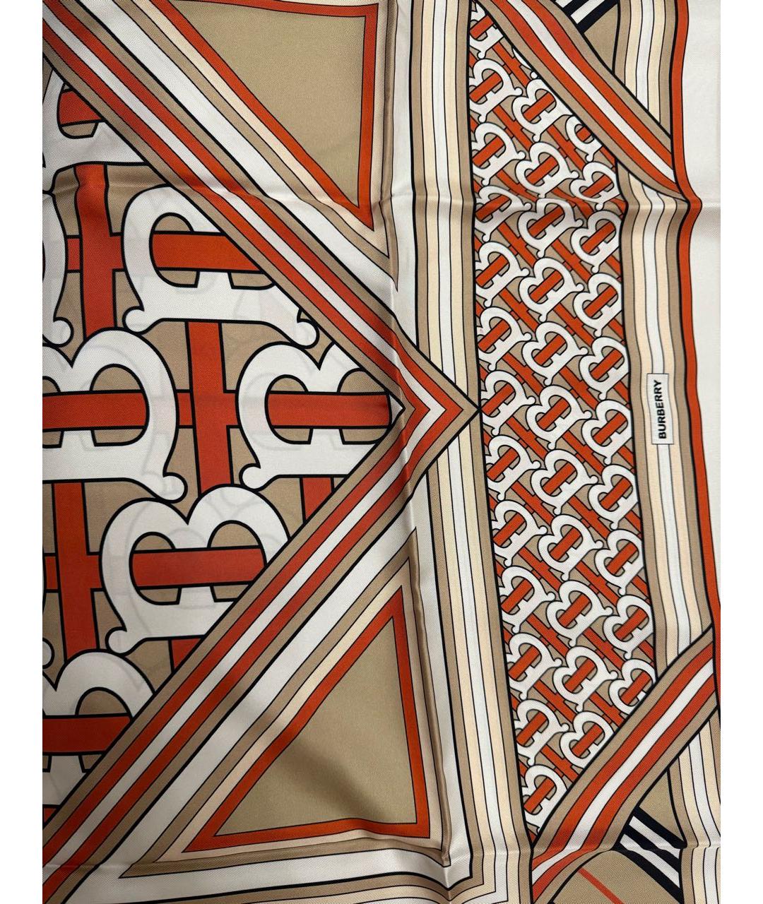 BURBERRY Бежевый шелковый платок, фото 4