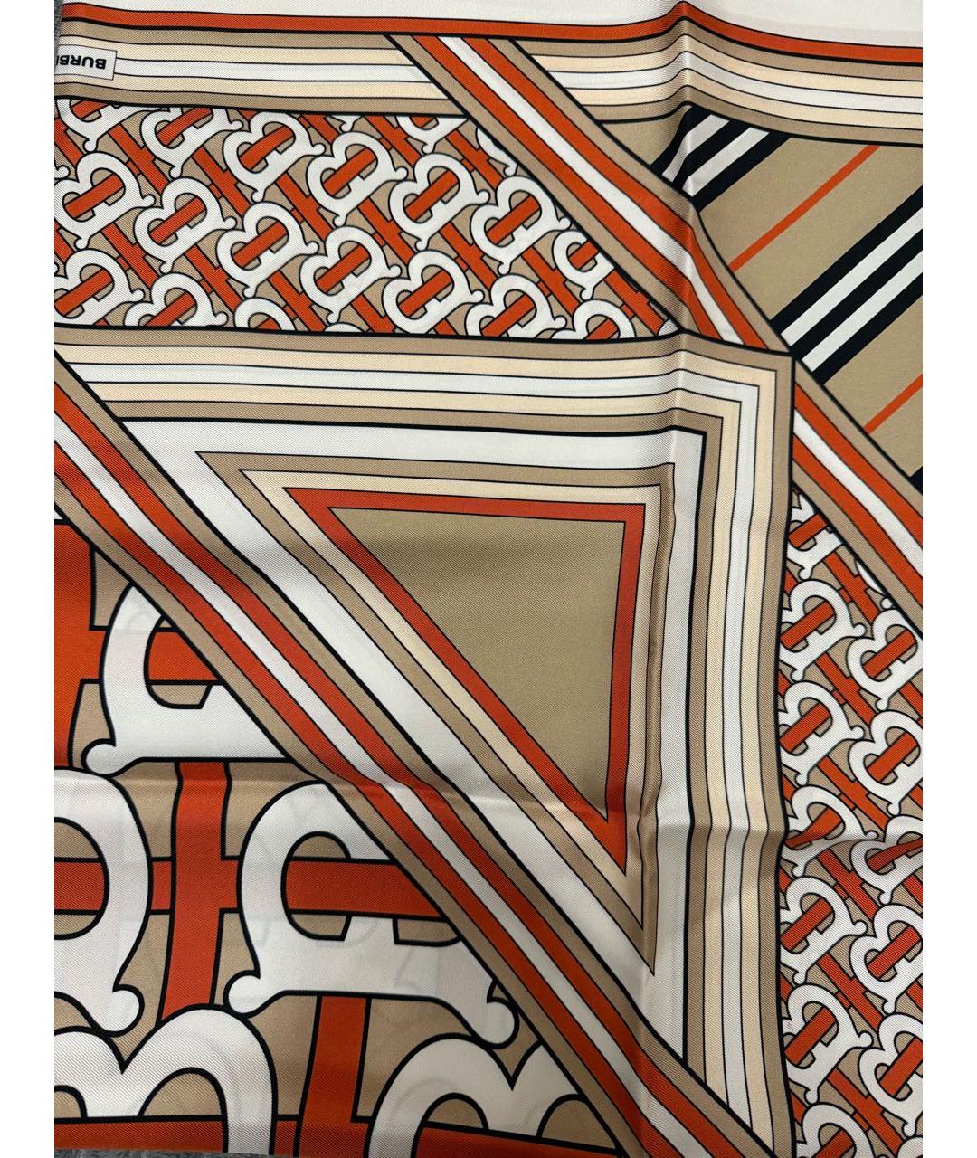 BURBERRY Бежевый шелковый платок, фото 5