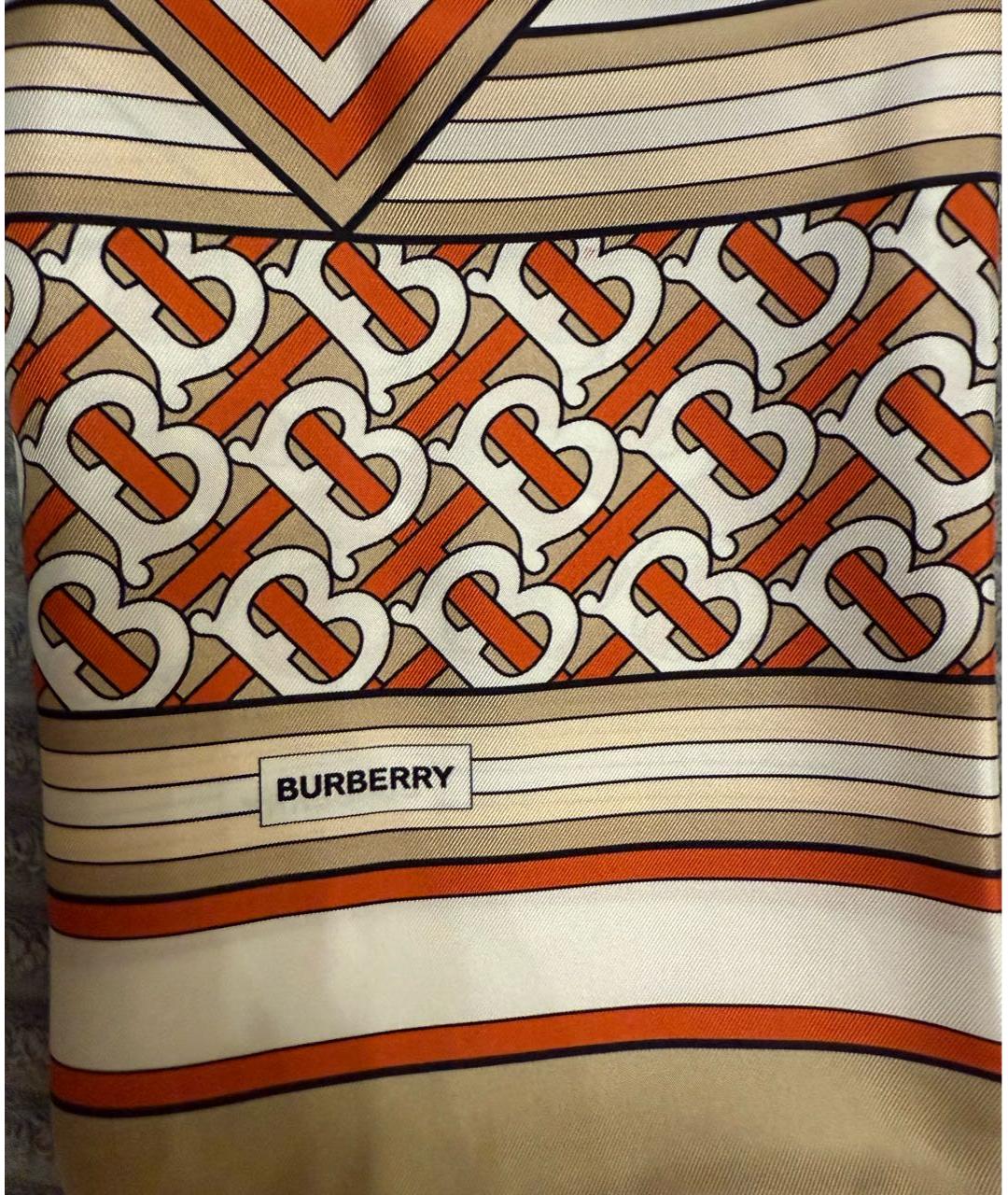 BURBERRY Бежевый шелковый платок, фото 2