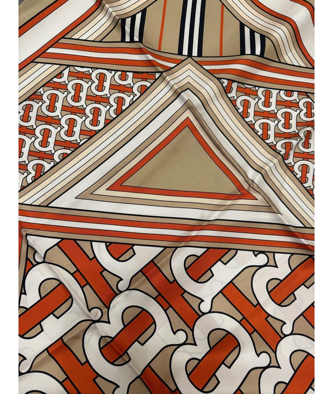BURBERRY Бежевый шелковый платок, фото 7