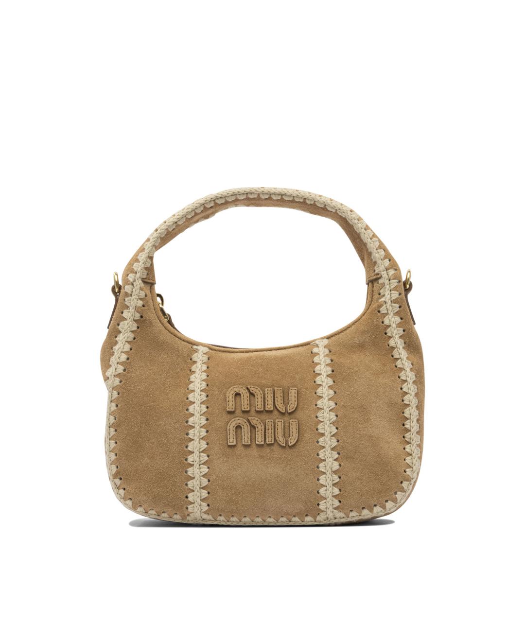 MIU MIU Коричневая кожаная сумка с короткими ручками, фото 1