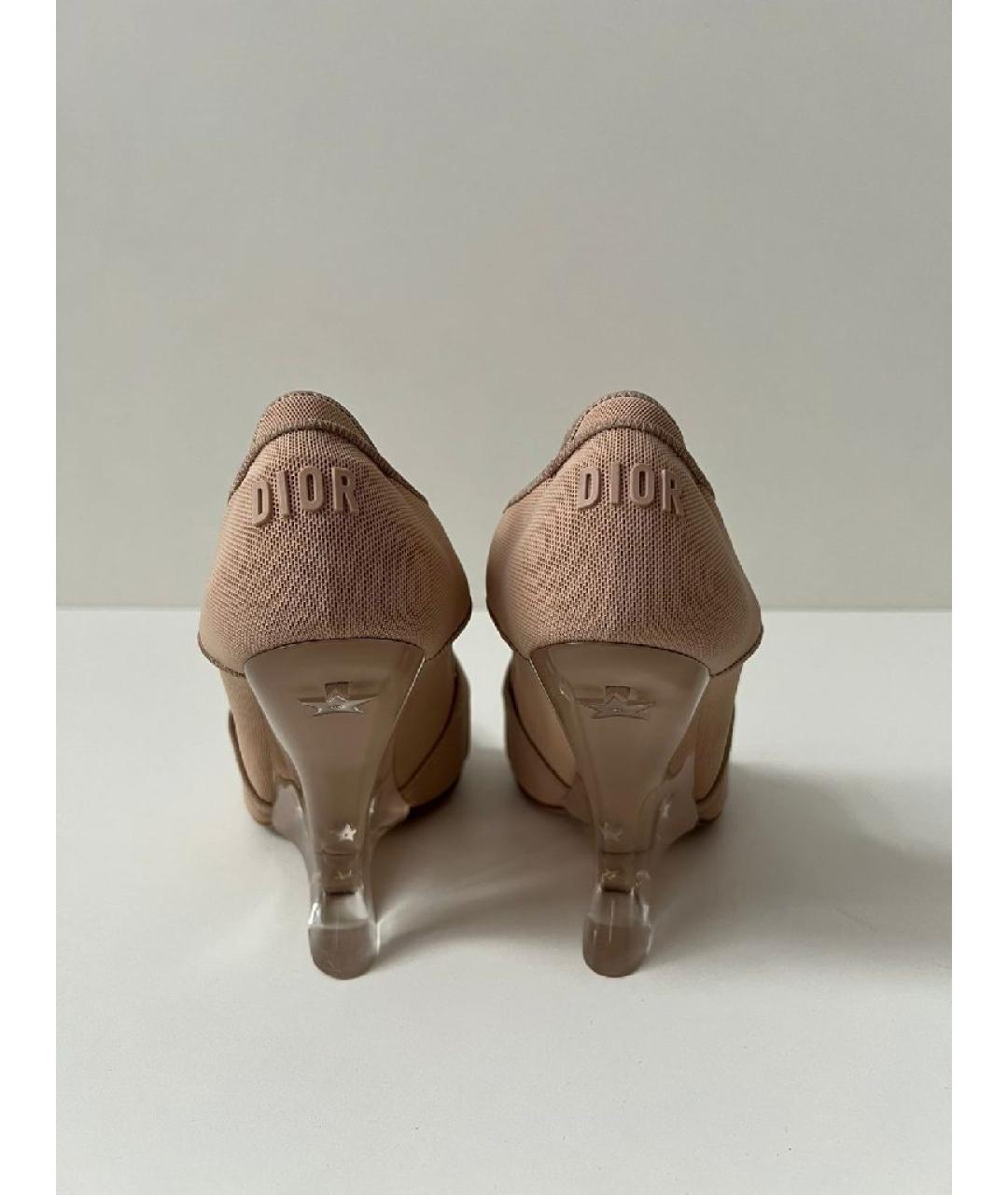 CHRISTIAN DIOR Бежевые кожаные туфли, фото 4