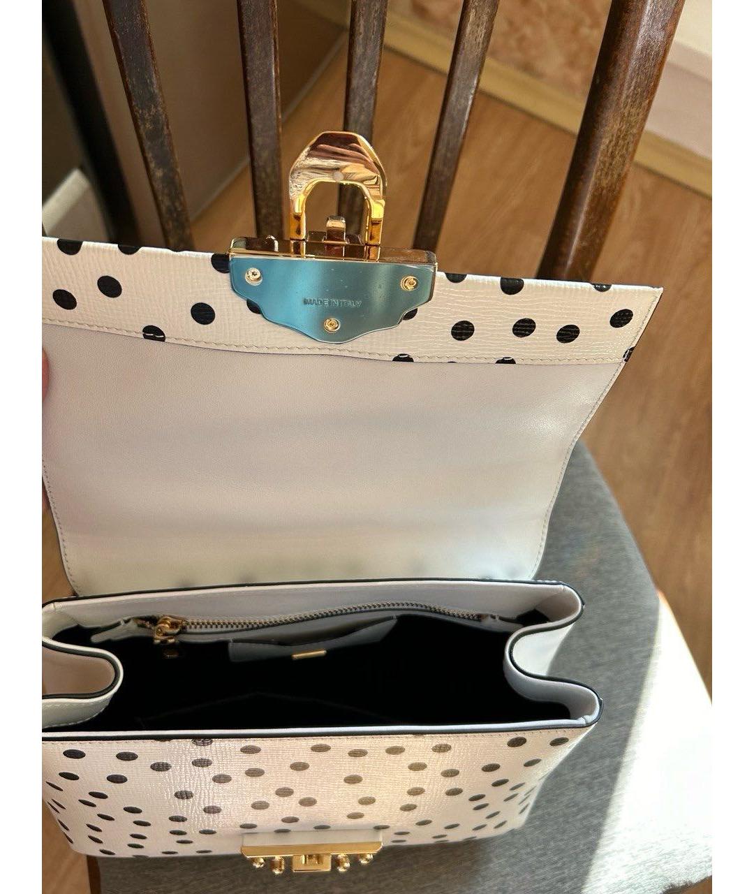 DOLCE&GABBANA Белая кожаная сумка с короткими ручками, фото 5
