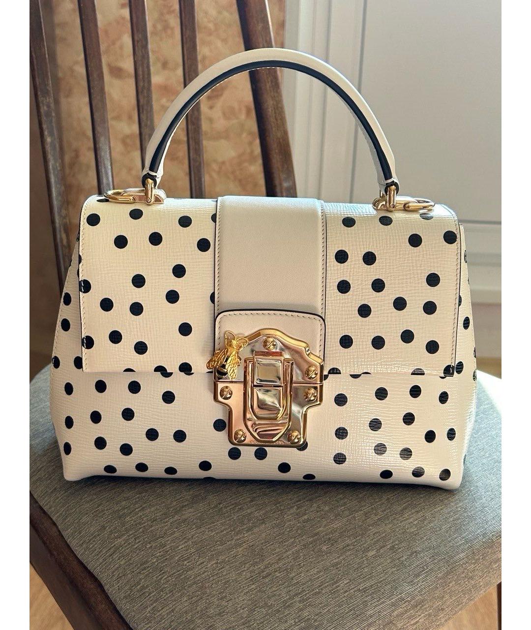 DOLCE&GABBANA Белая кожаная сумка с короткими ручками, фото 9