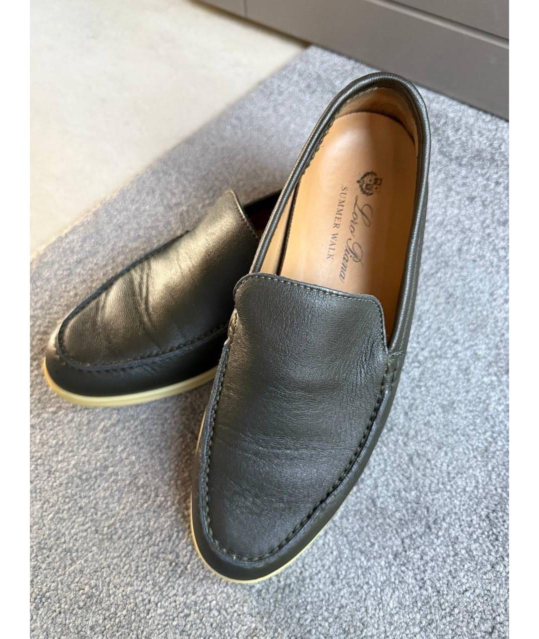 LORO PIANA Черные кожаные лоферы, фото 2