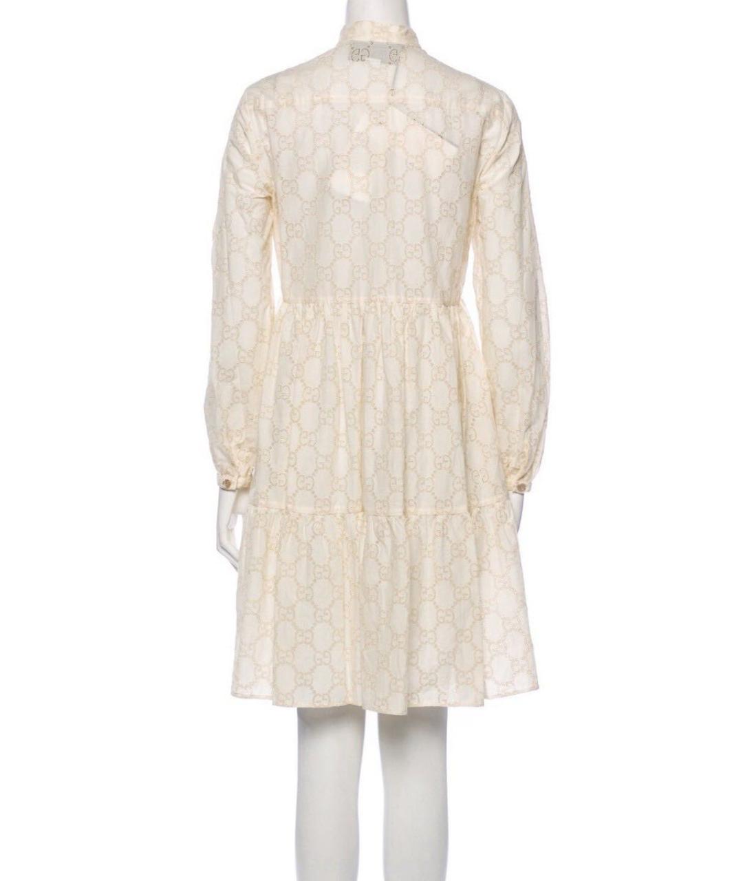 GUCCI Бежевое хлопковое повседневное платье, фото 8