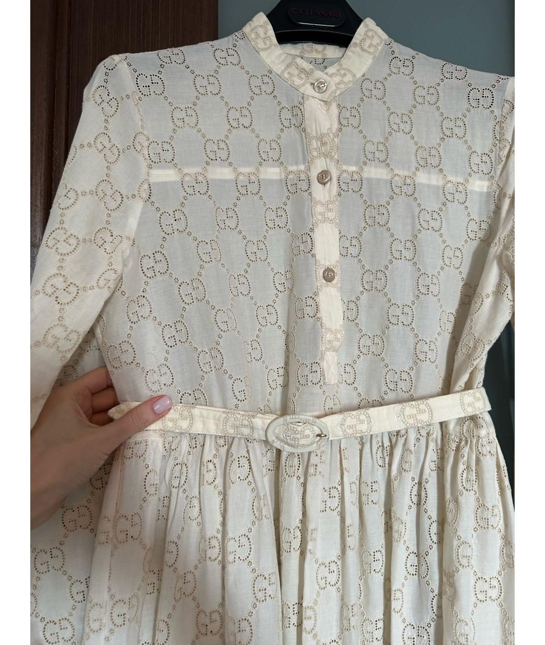 GUCCI Бежевое хлопковое повседневное платье, фото 3