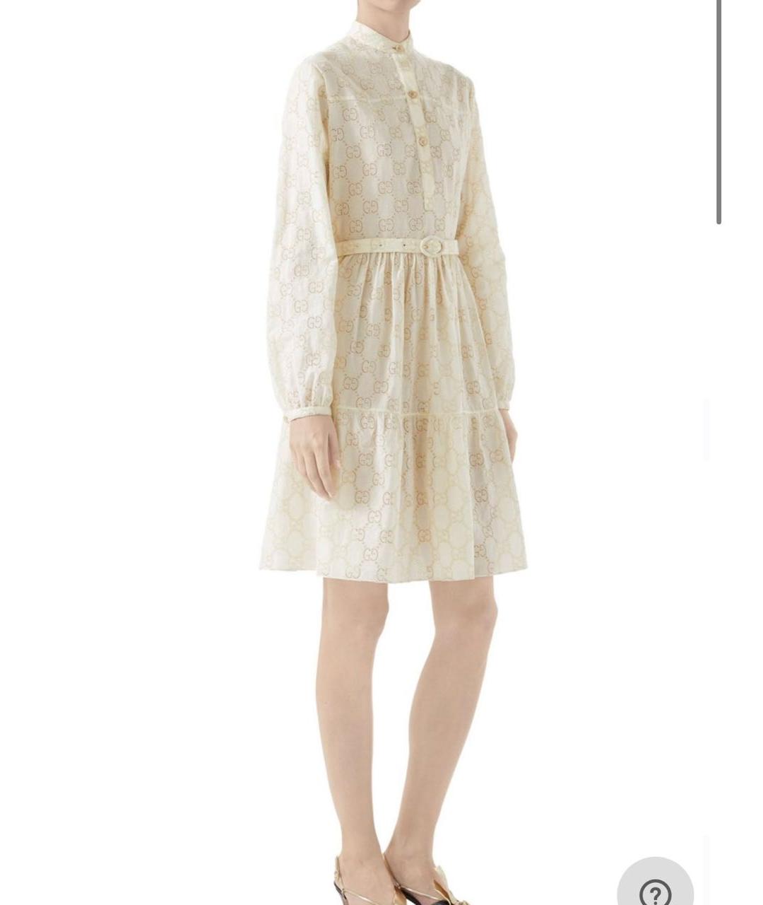 GUCCI Бежевое хлопковое повседневное платье, фото 6