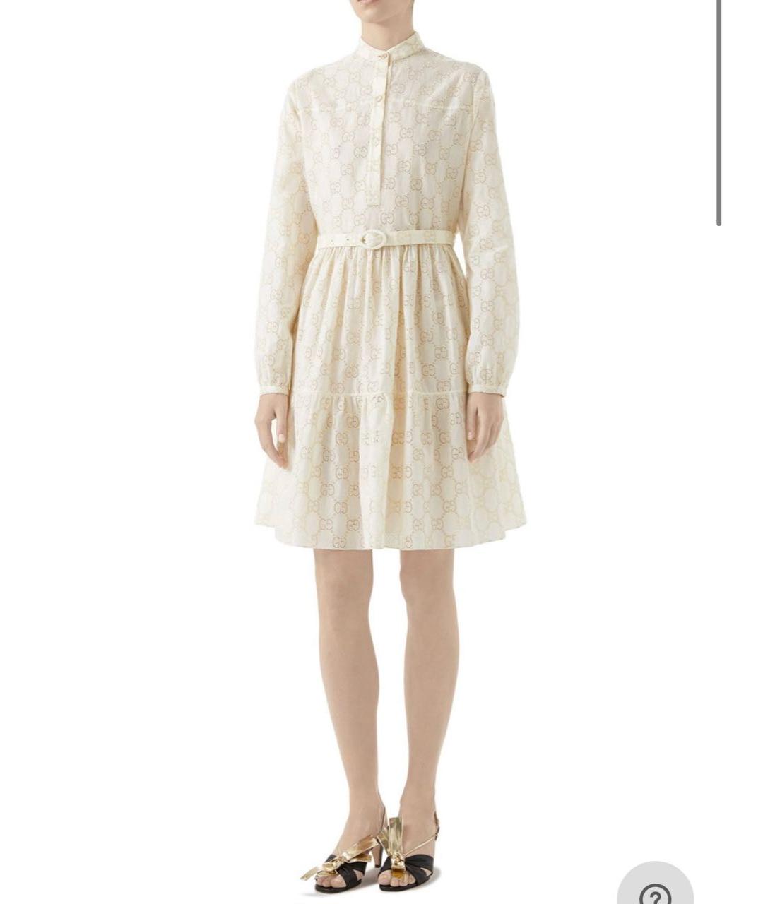 GUCCI Бежевое хлопковое повседневное платье, фото 7
