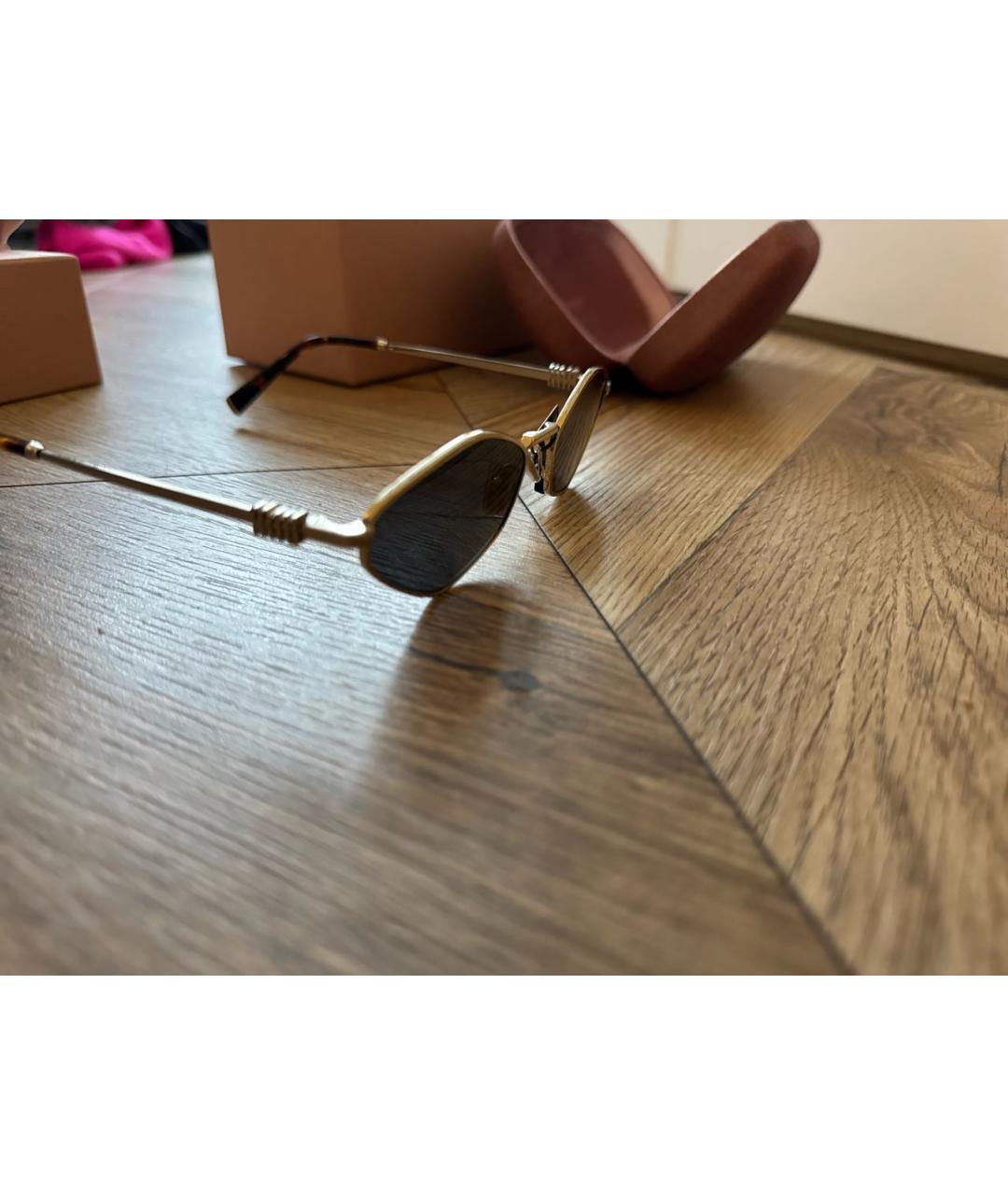 MIU MIU Коричневые металлические солнцезащитные очки, фото 2