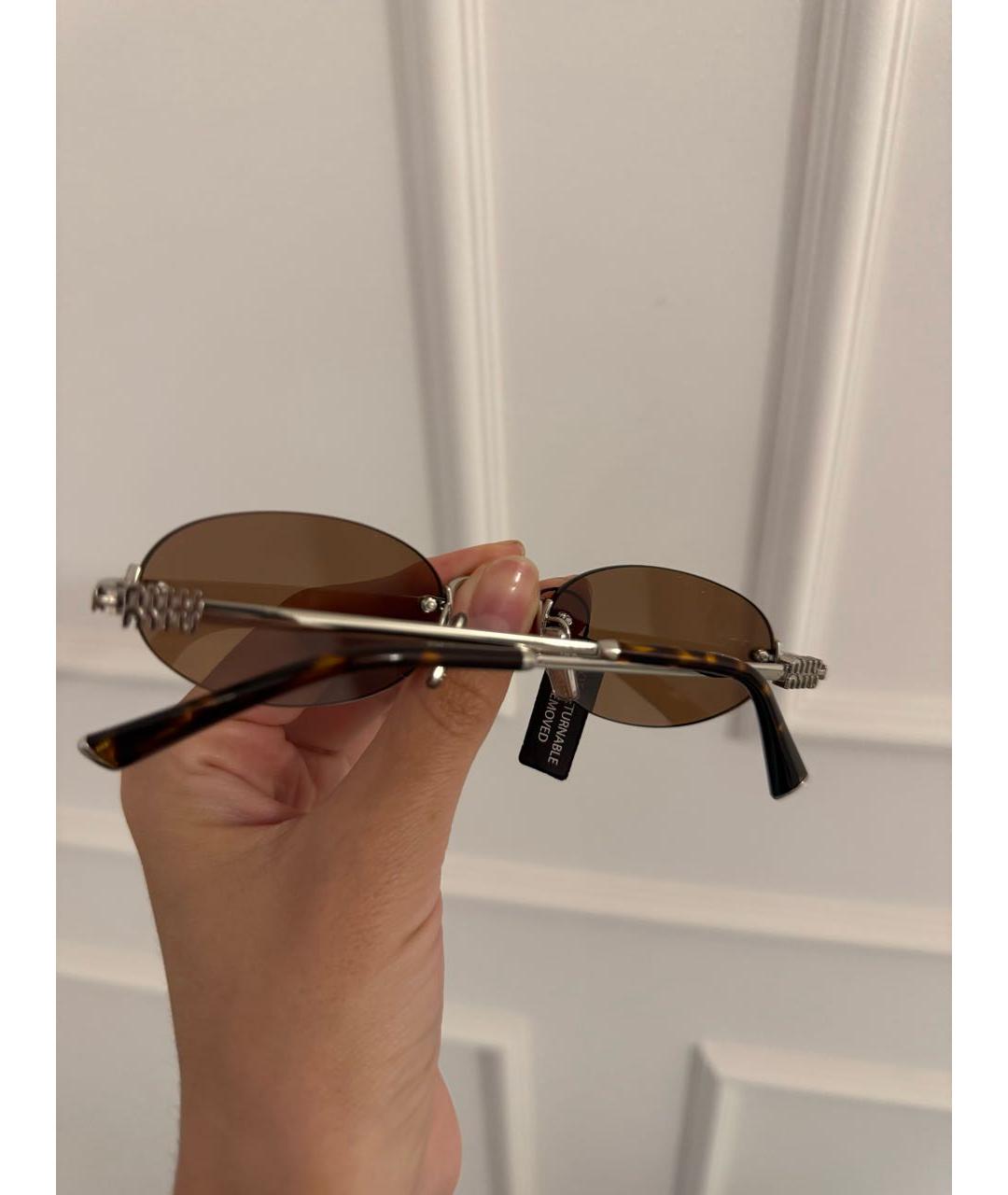 MIU MIU Коричневые металлические солнцезащитные очки, фото 3