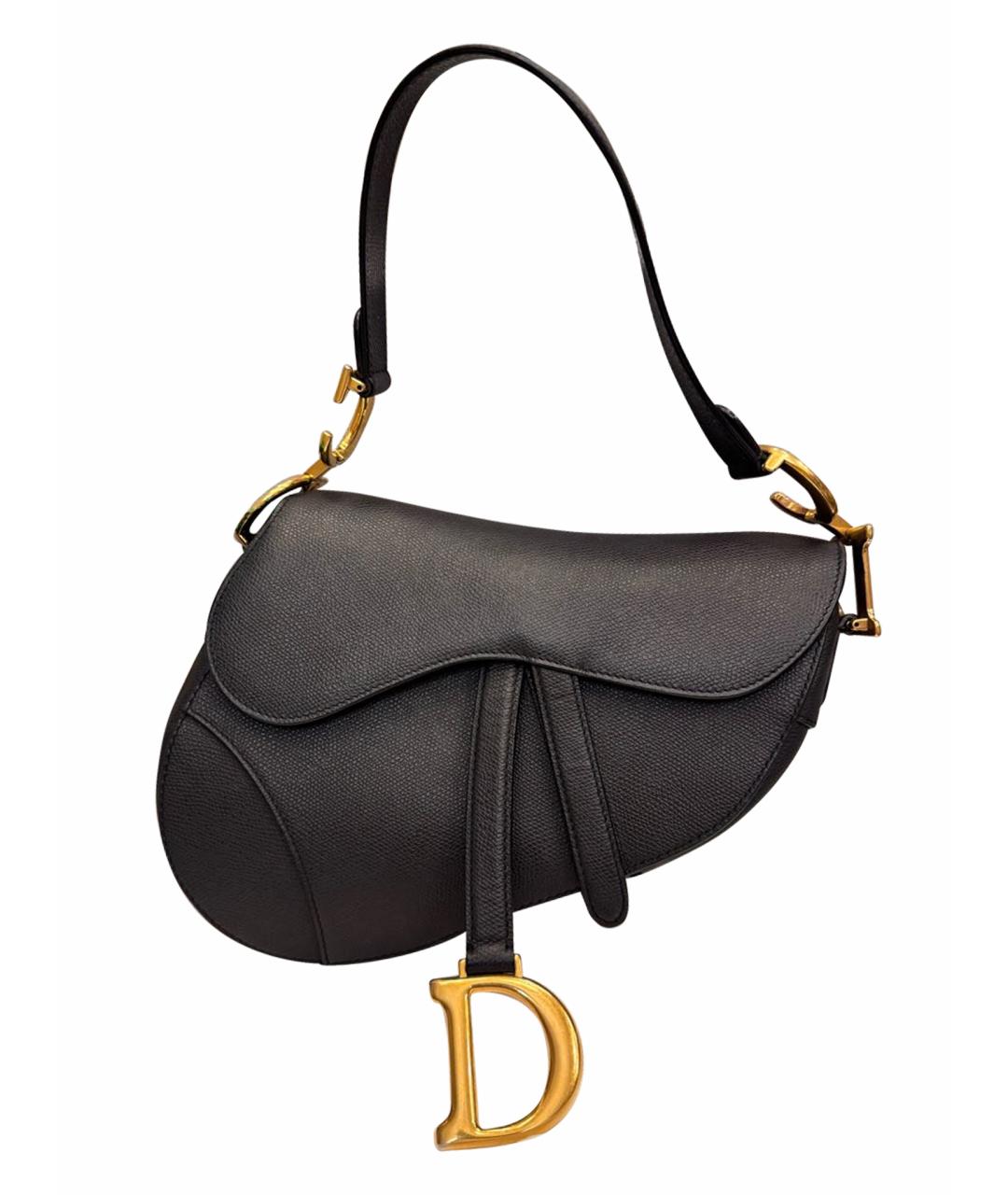 CHRISTIAN DIOR Черная кожаная сумка с короткими ручками, фото 1