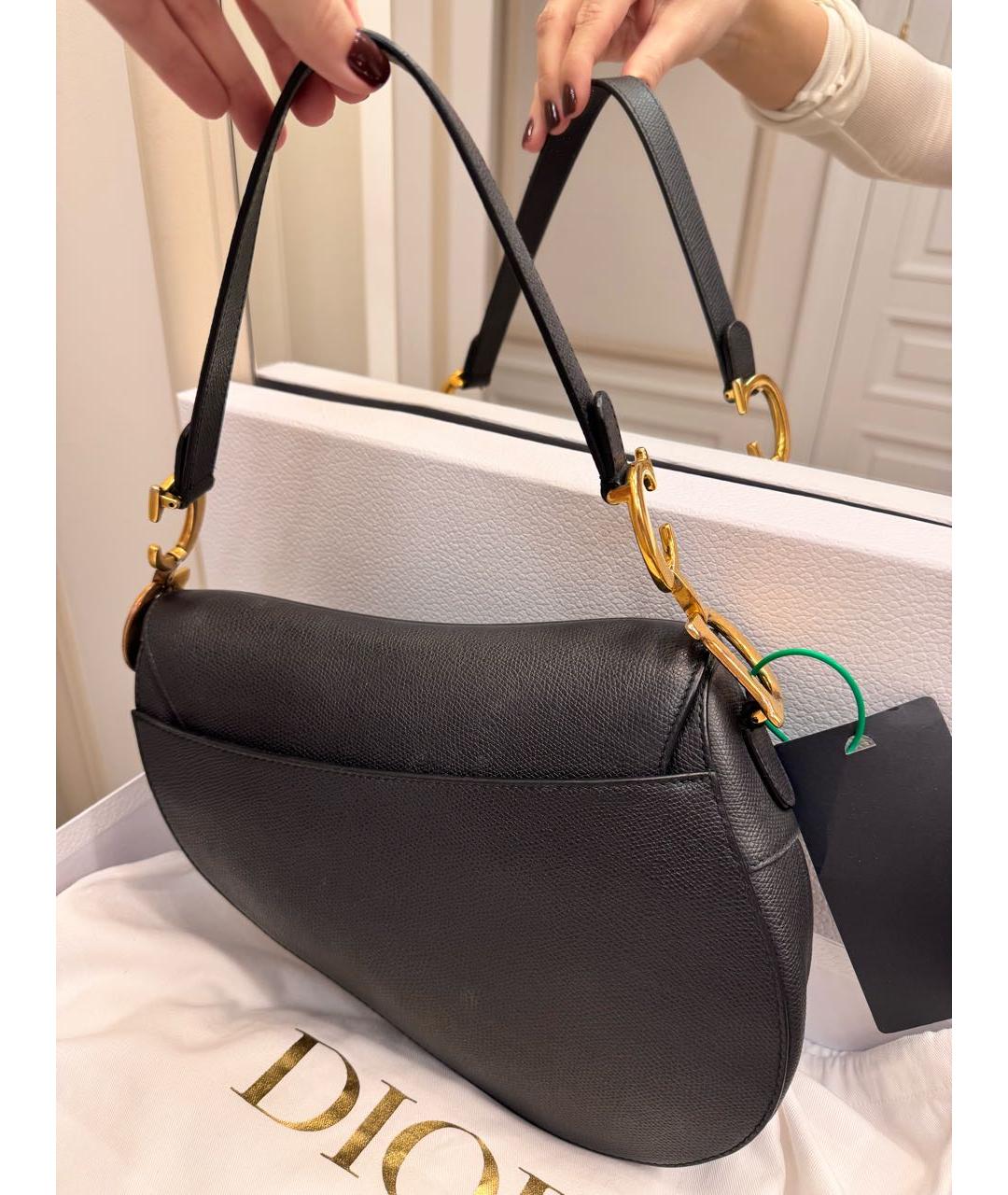 CHRISTIAN DIOR Черная кожаная сумка с короткими ручками, фото 3