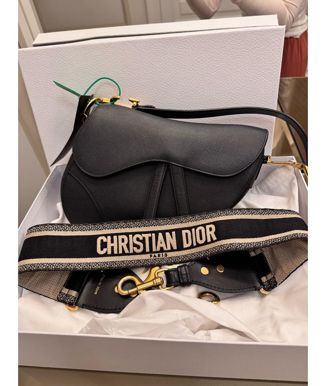 CHRISTIAN DIOR Черная кожаная сумка с короткими ручками, фото 2