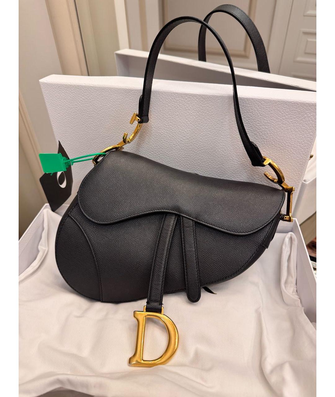 CHRISTIAN DIOR Черная кожаная сумка с короткими ручками, фото 9
