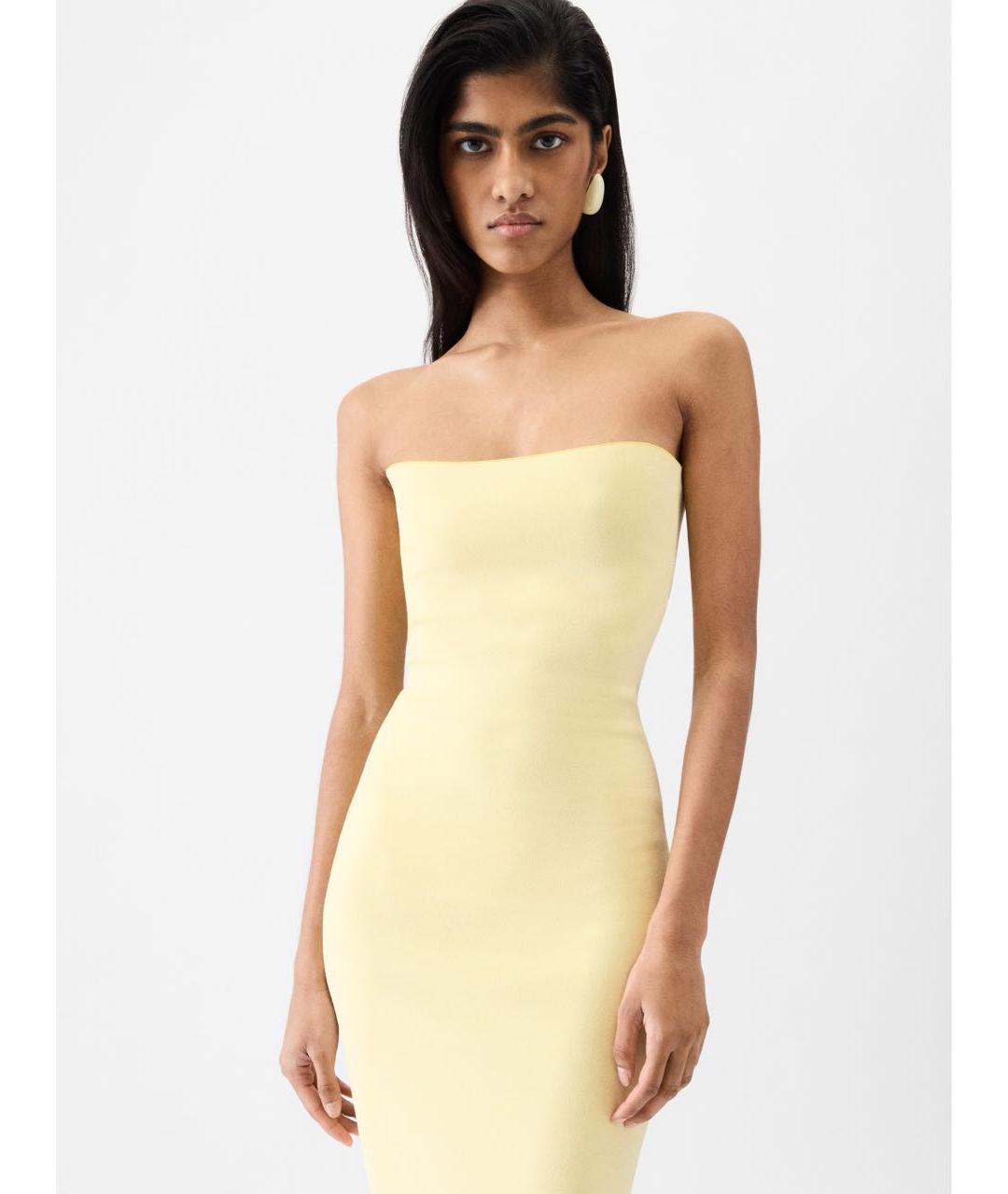 JACQUEMUS Желтое вискозное коктейльное платье, фото 4