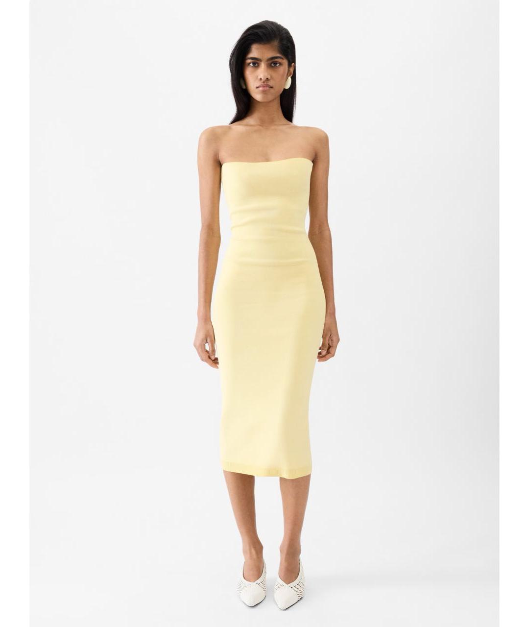 JACQUEMUS Желтое вискозное коктейльное платье, фото 2
