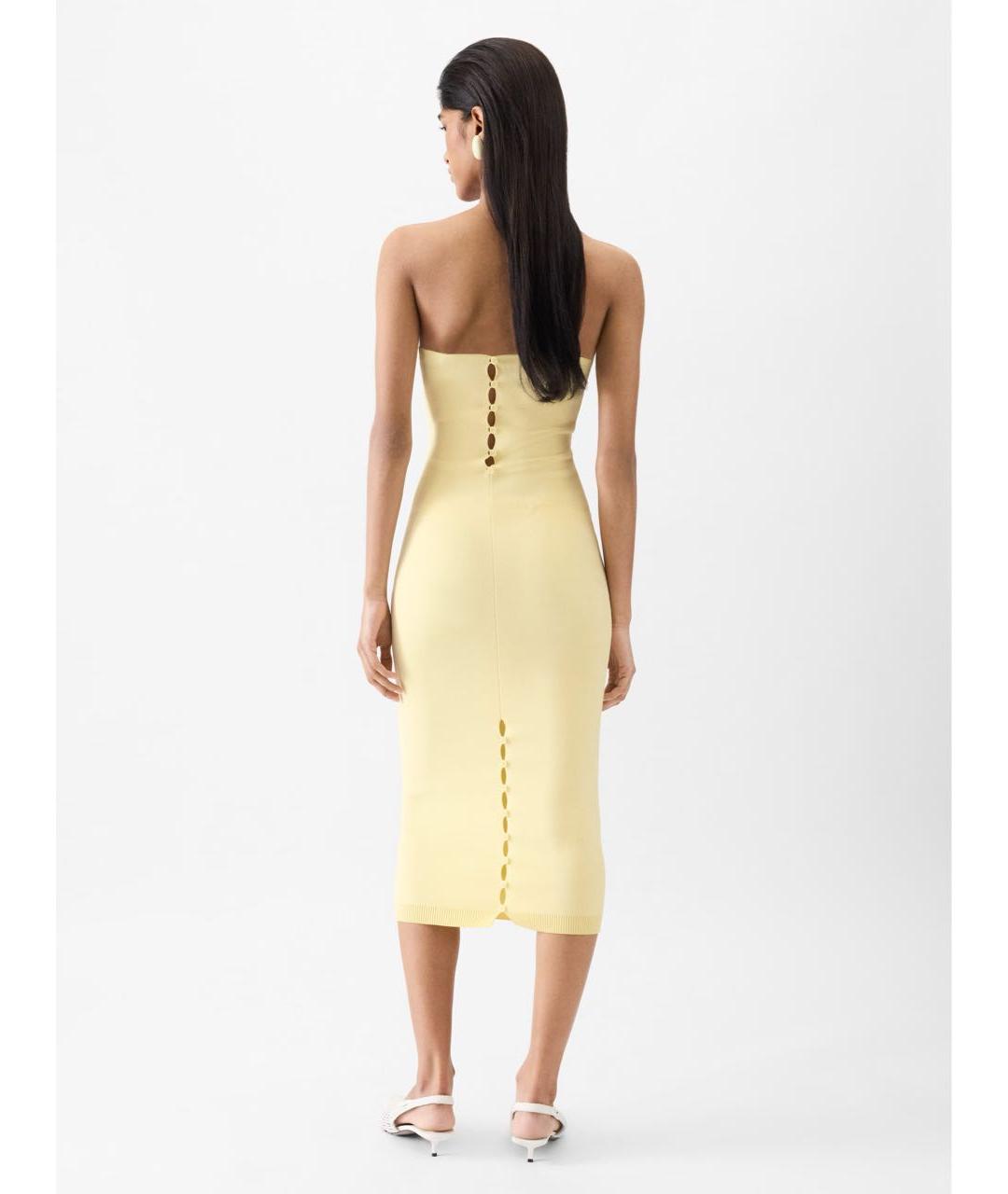 JACQUEMUS Желтое вискозное коктейльное платье, фото 3