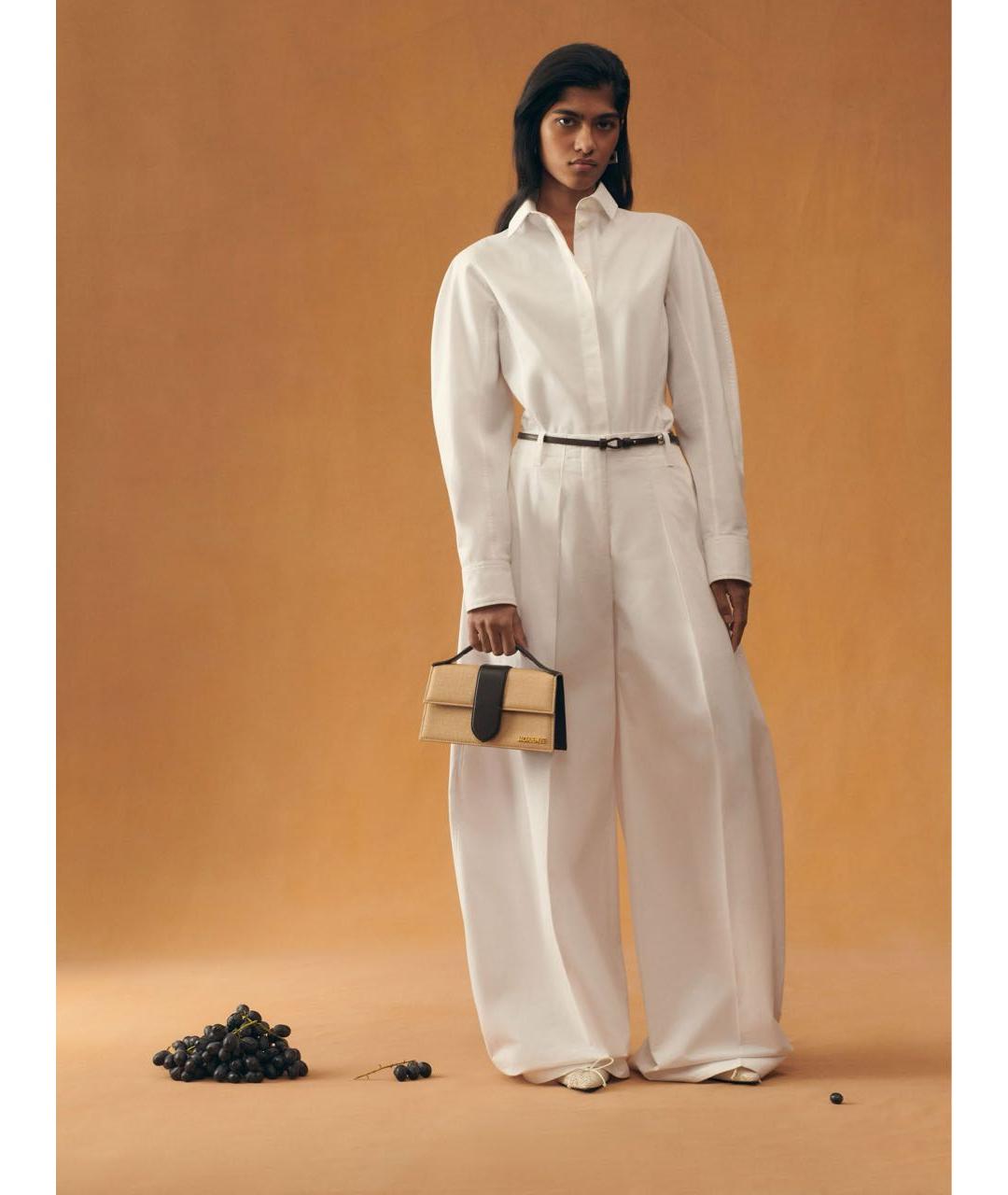JACQUEMUS Бежевая тканевая сумка через плечо, фото 6