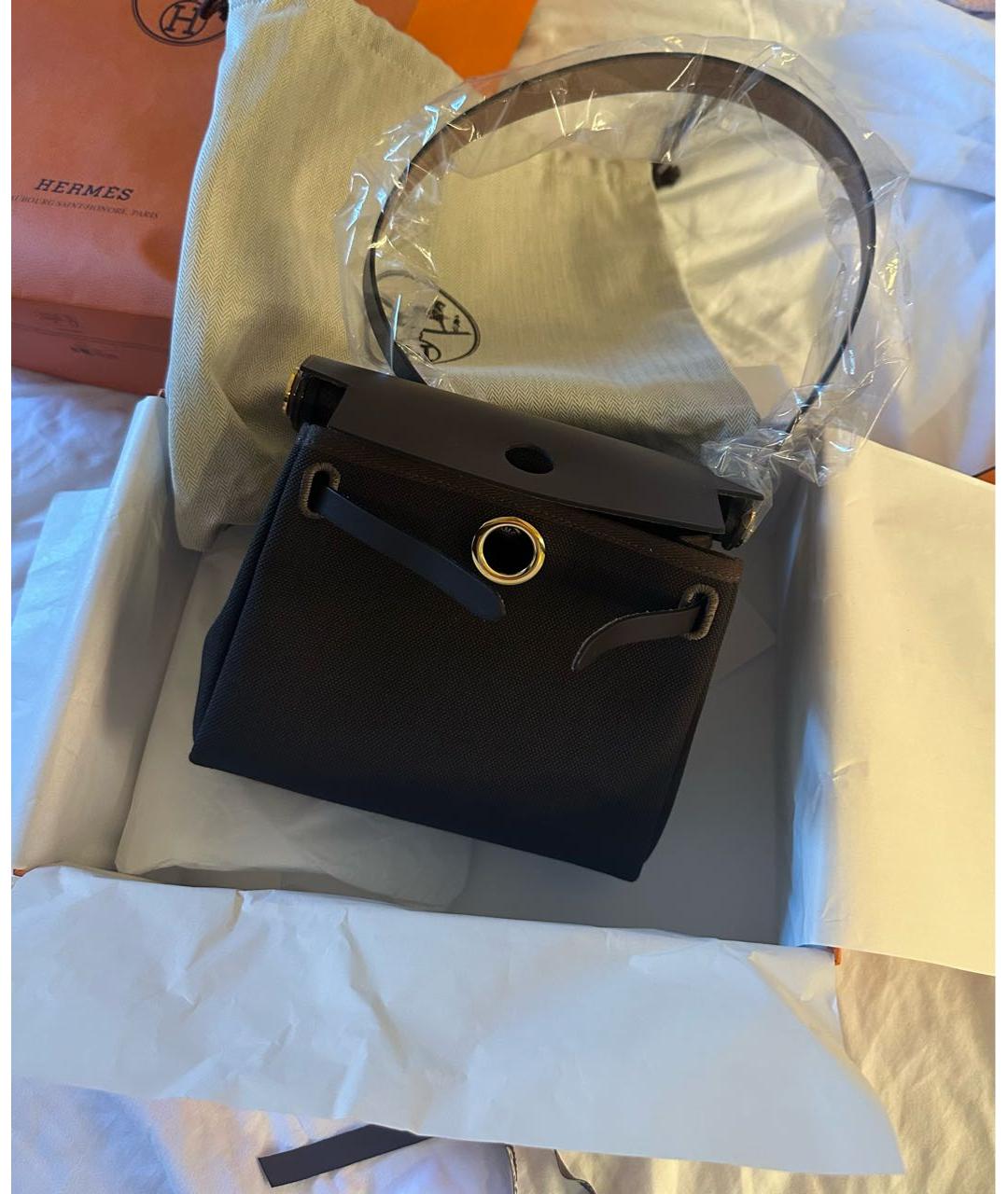 HERMES Коричневая тканевая сумка через плечо, фото 3