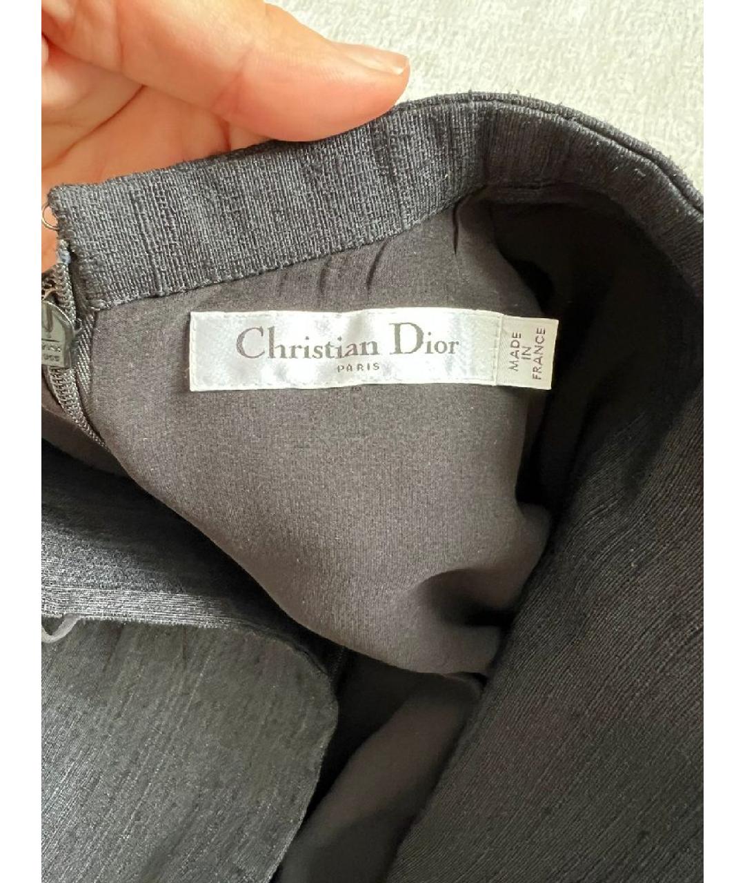 CHRISTIAN DIOR Черное шелковое повседневное платье, фото 4