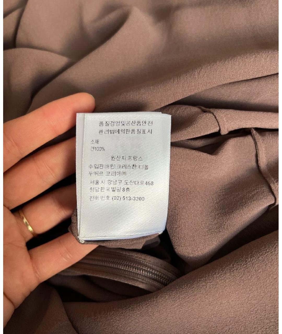CHRISTIAN DIOR Коричневое шелковое повседневное платье, фото 5