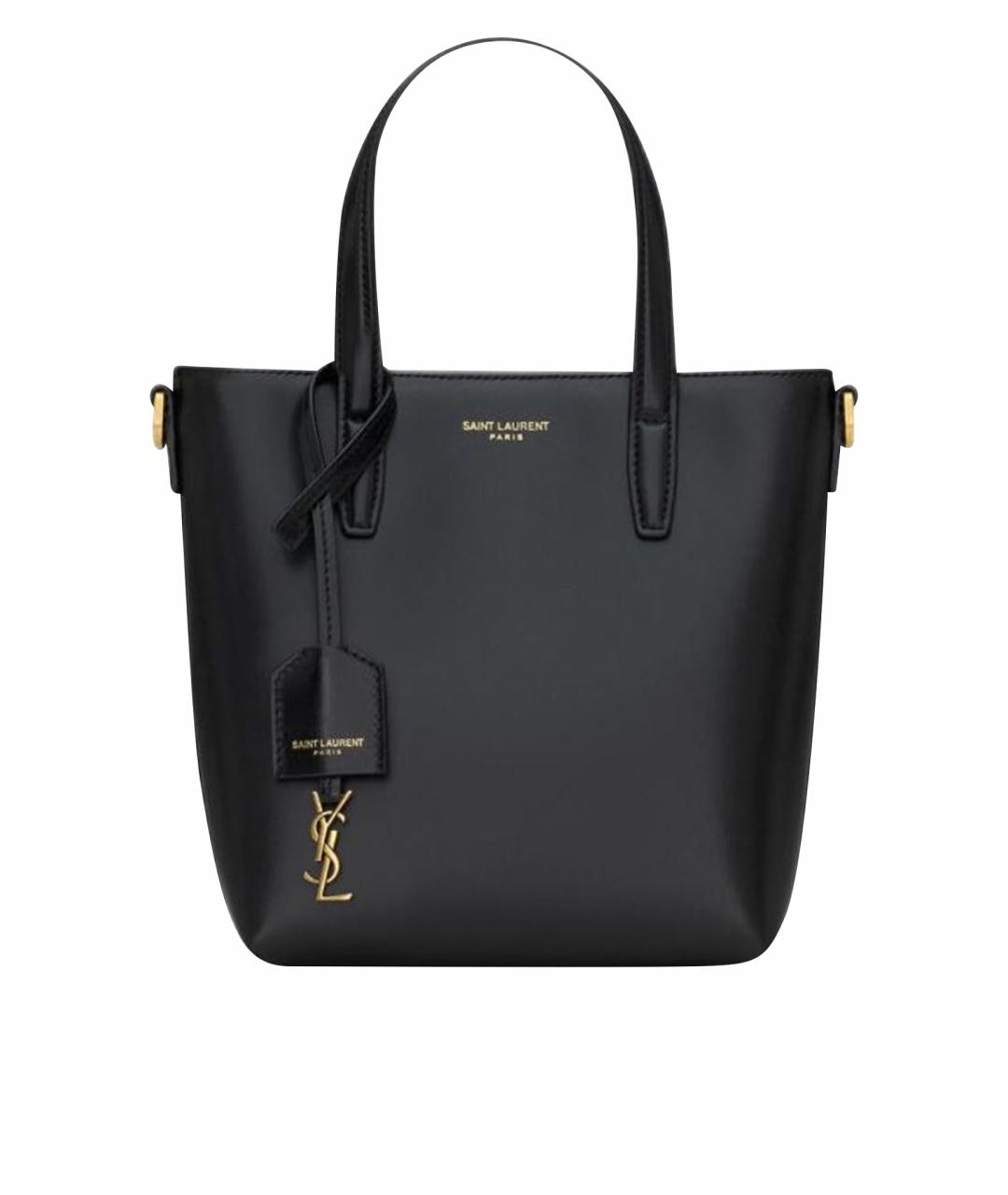 SAINT LAURENT Черная кожаная сумка с короткими ручками, фото 1
