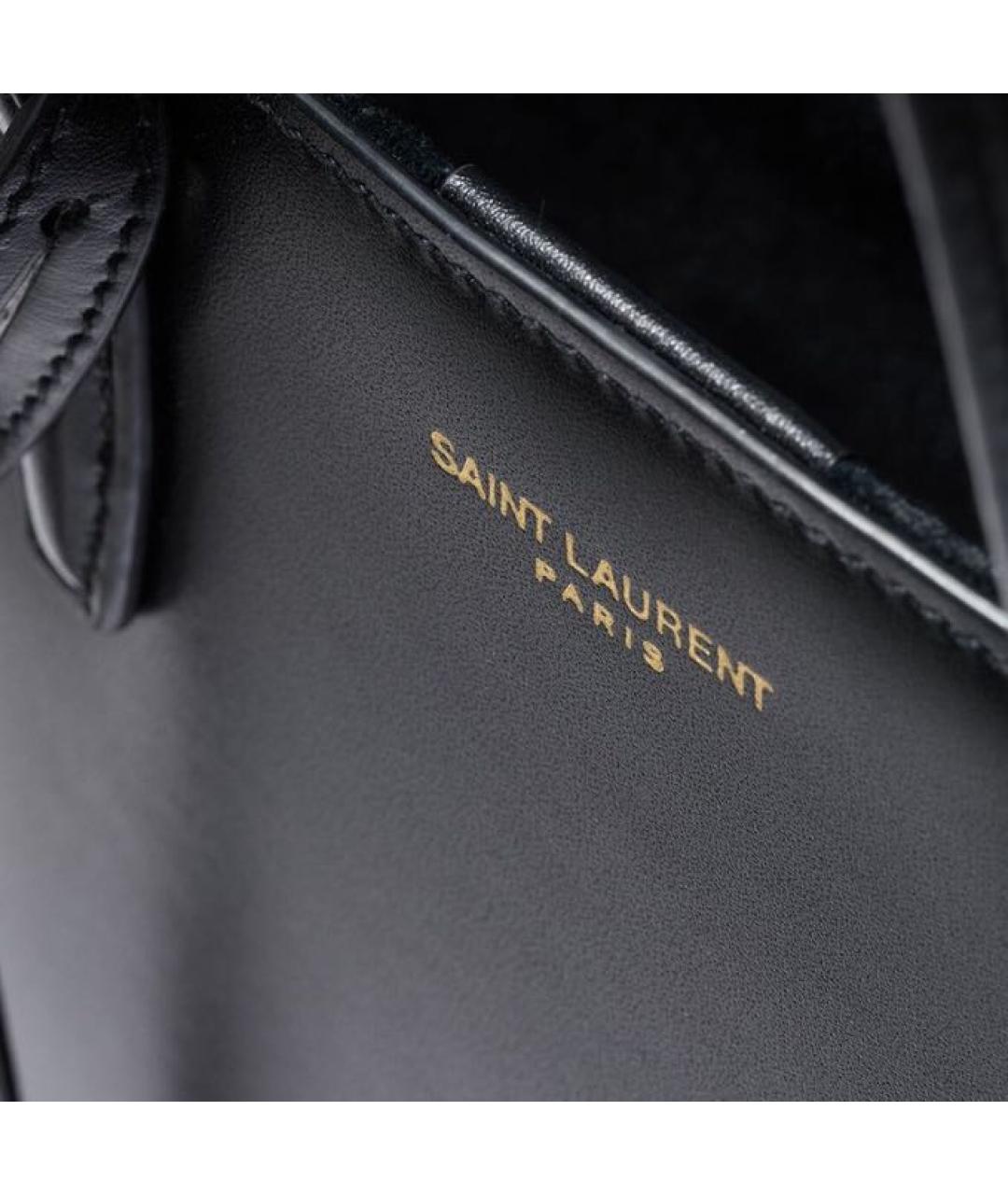 SAINT LAURENT Черная кожаная сумка с короткими ручками, фото 6