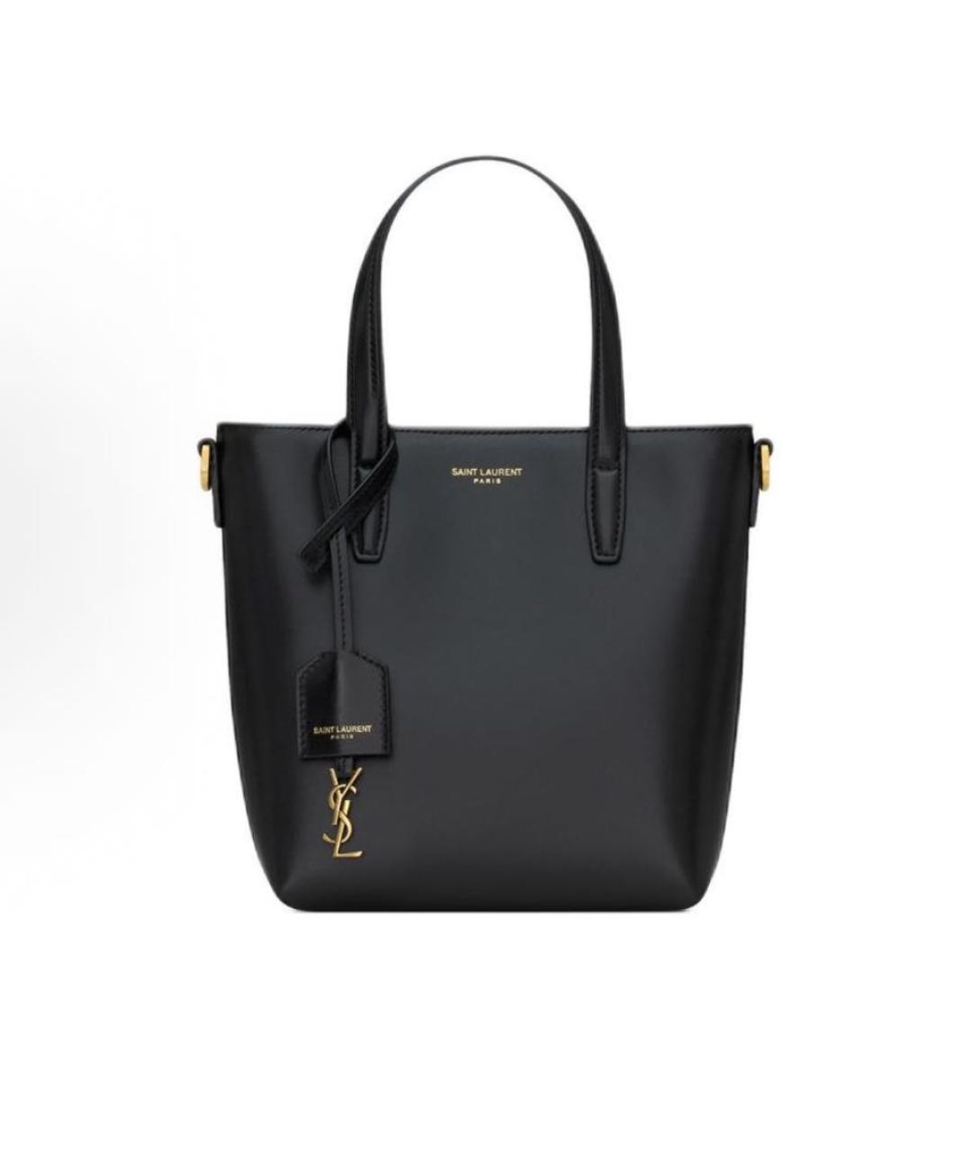SAINT LAURENT Черная кожаная сумка с короткими ручками, фото 7