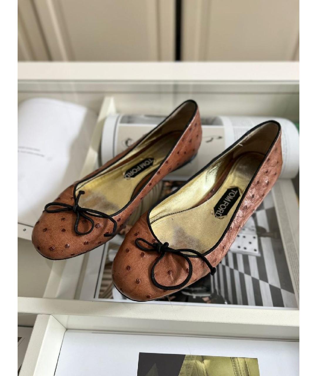 TOM FORD Коричневые кожаные балетки, фото 9