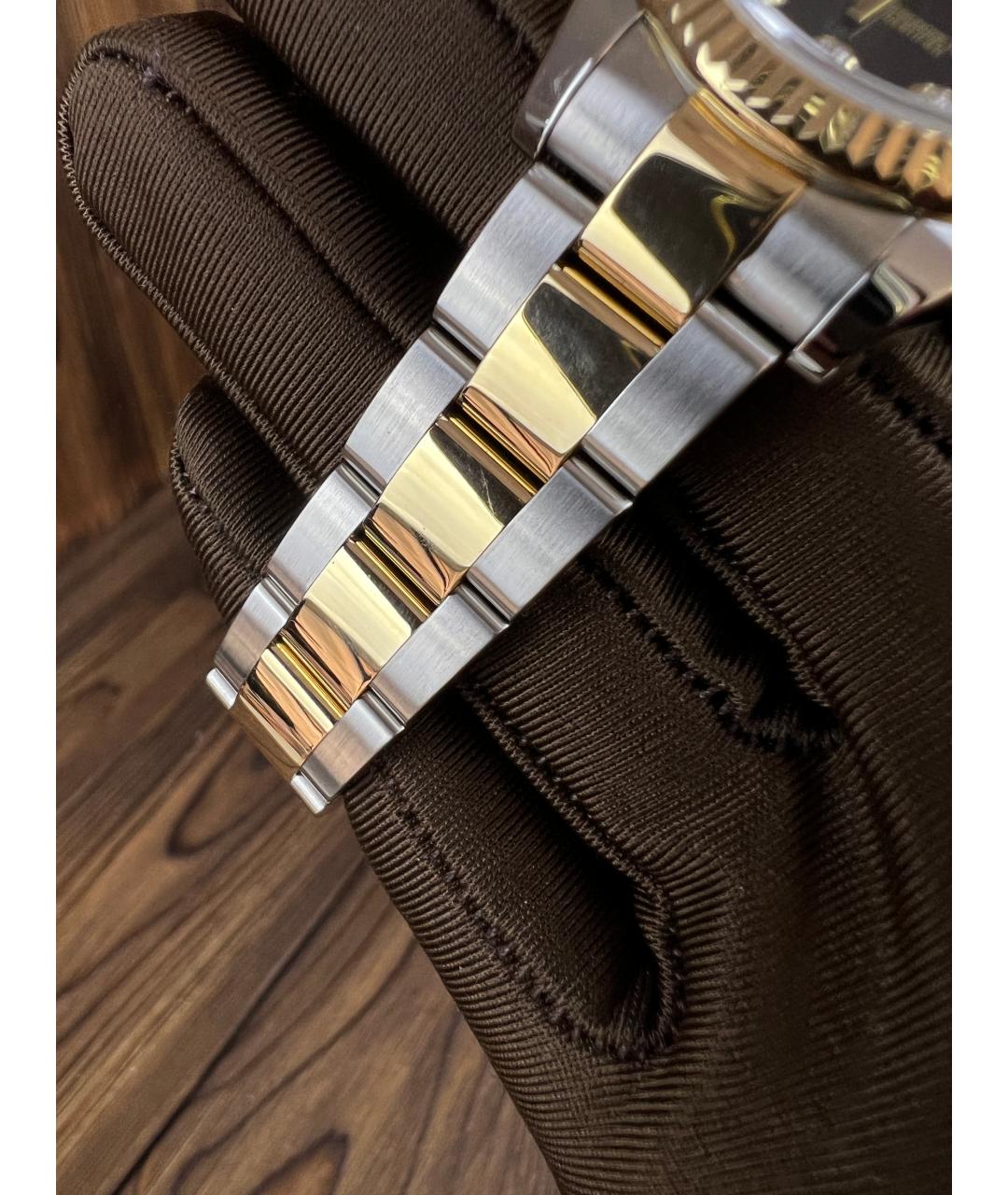 ROLEX Черные часы из желтого золота, фото 6