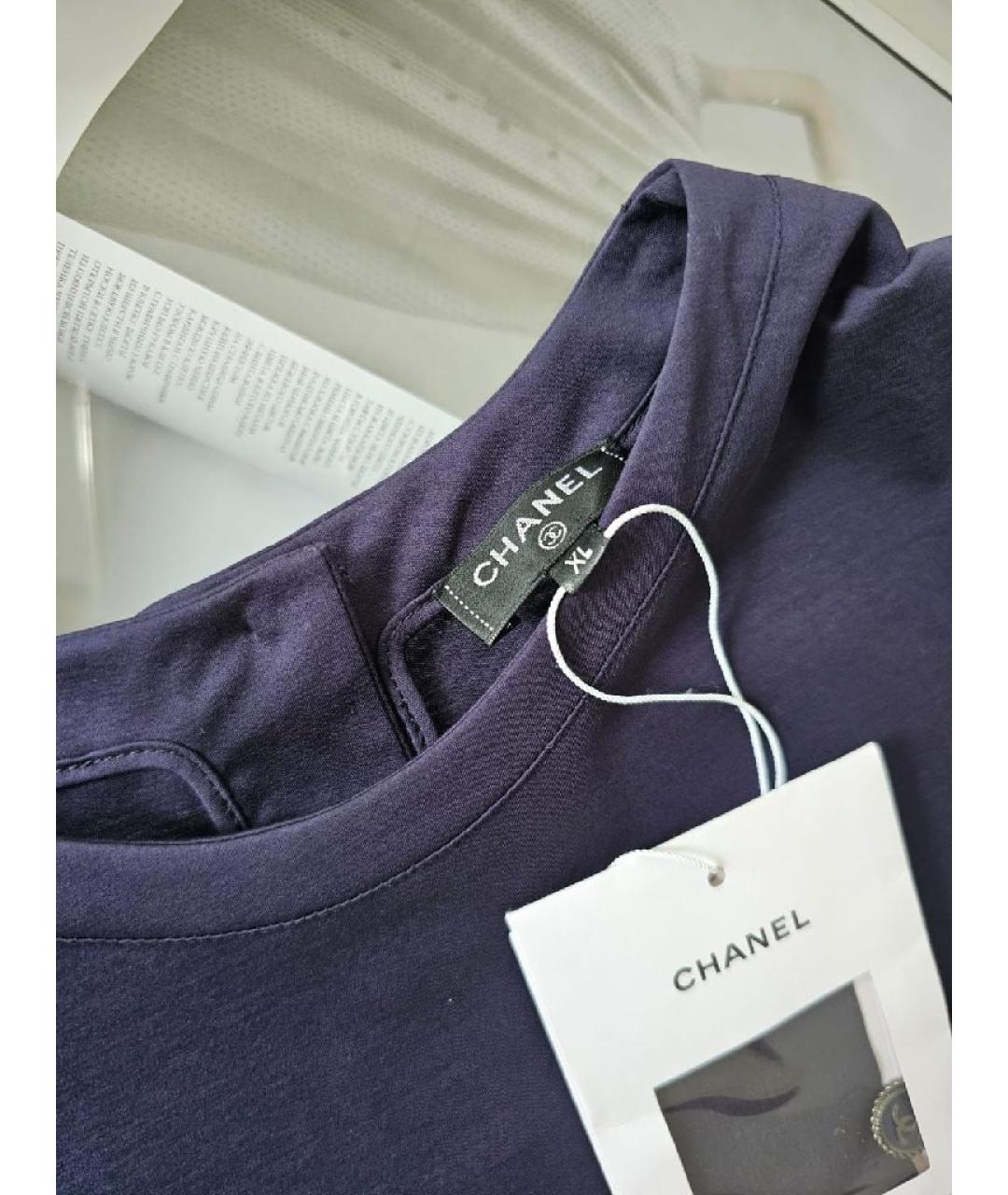 CHANEL Темно-синяя хлопковая футболка, фото 3