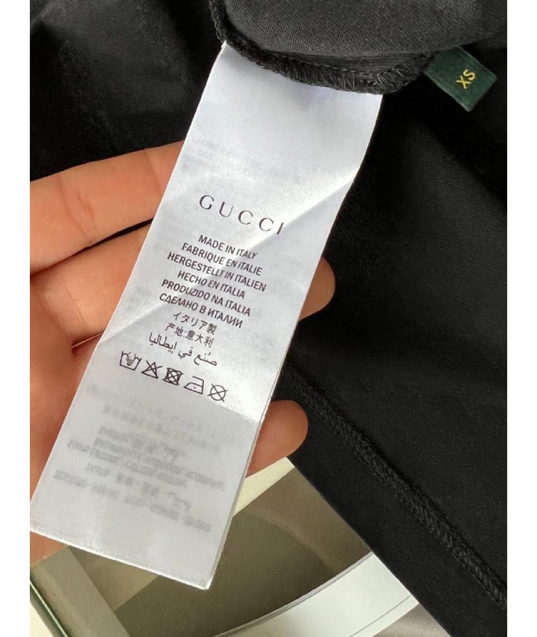 GUCCI Черная хлопковая футболка, фото 7