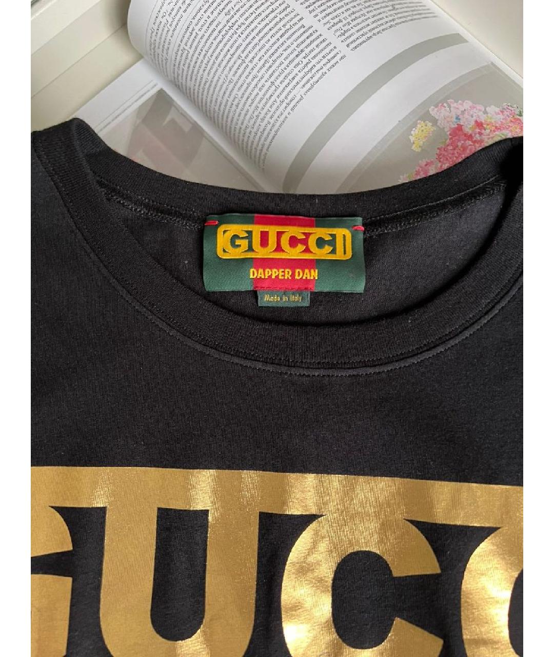 GUCCI Черная хлопковая футболка, фото 3