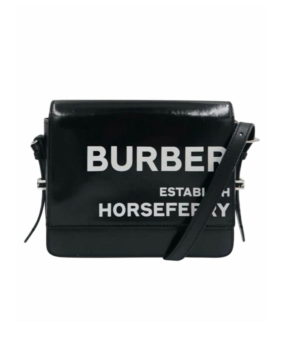 BURBERRY Черная сумка через плечо из лакированной кожи, фото 1