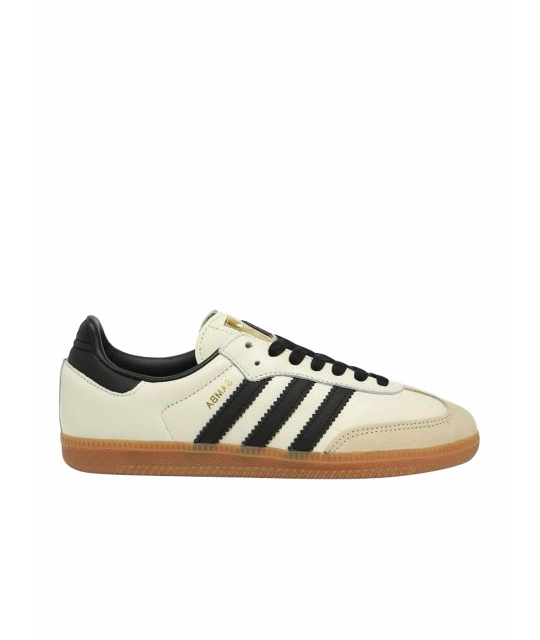 ADIDAS Бежевые кожаные низкие кроссовки / кеды, фото 1