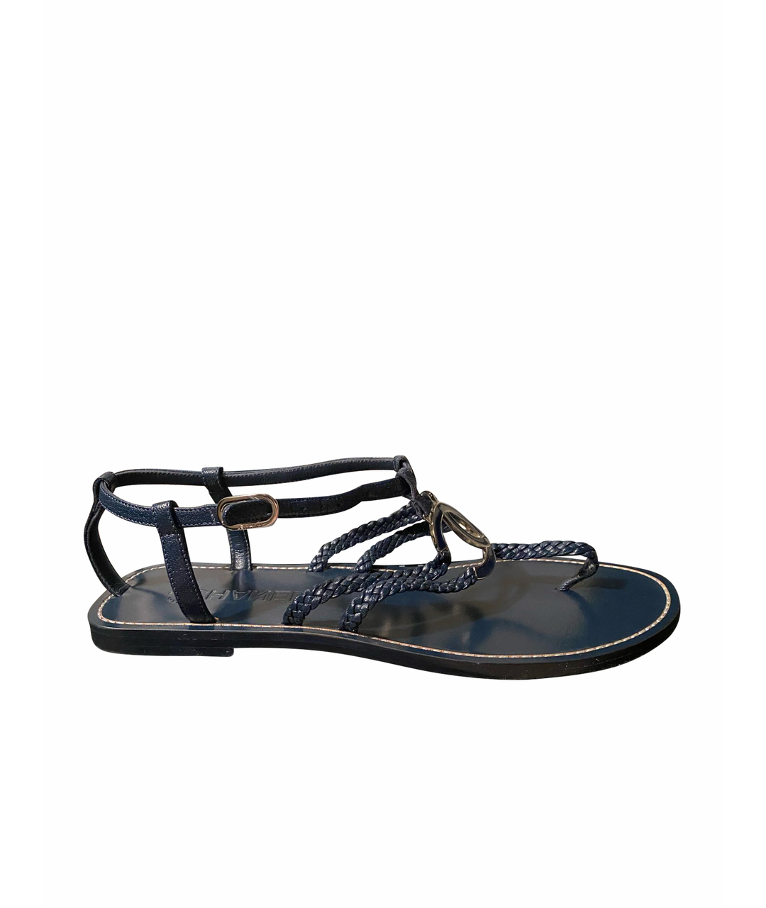 CHANEL PRE-OWNED Темно-синие кожаные сандалии, фото 1