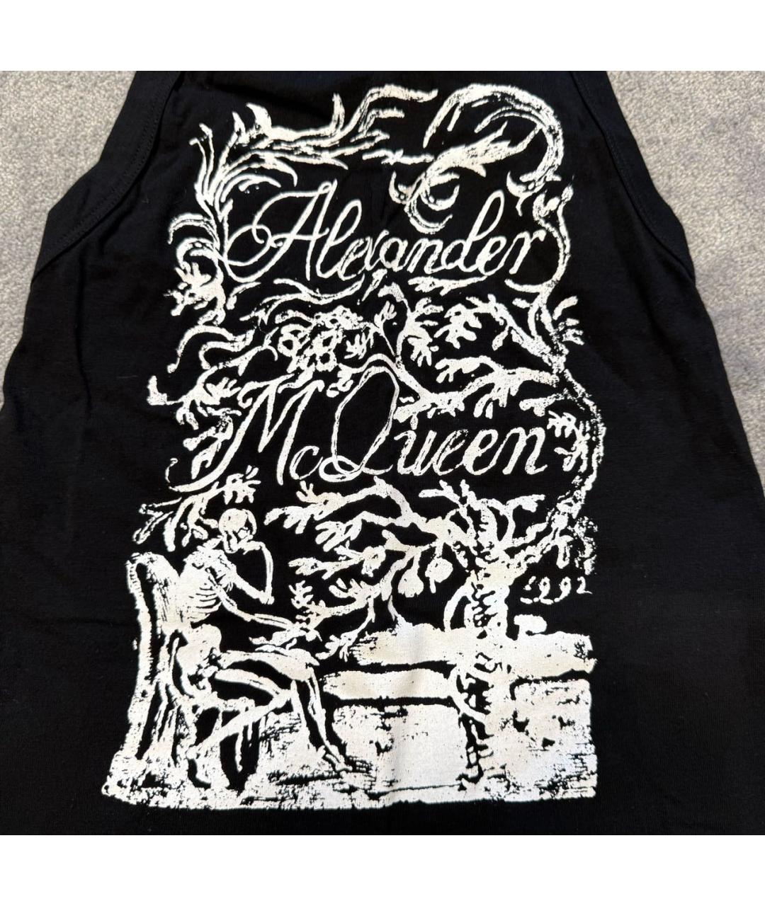 ALEXANDER MCQUEEN Черная хлопко-эластановая майка, фото 4