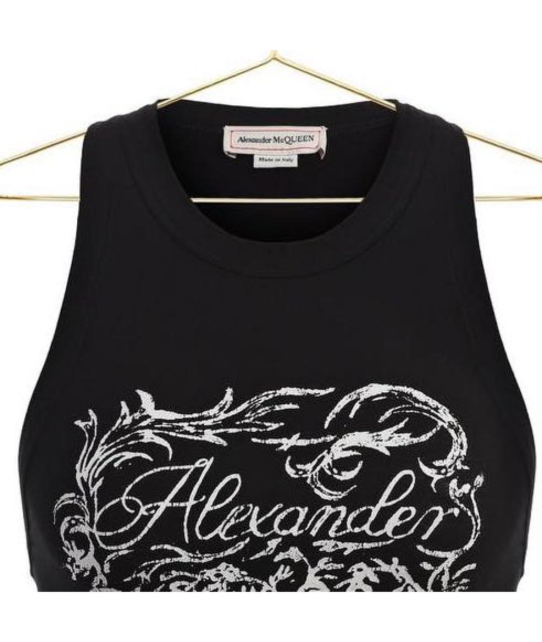 ALEXANDER MCQUEEN Черная хлопко-эластановая майка, фото 3