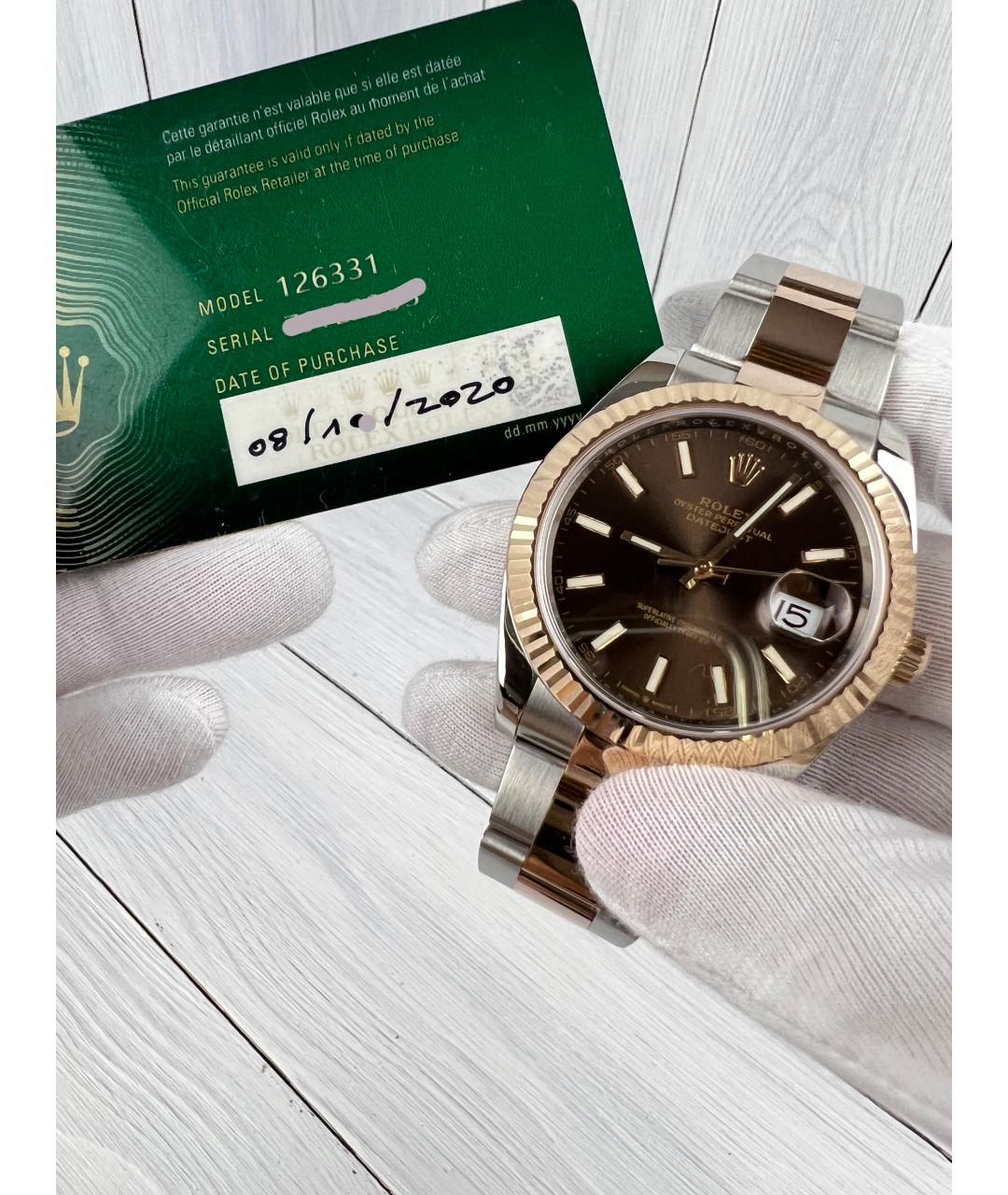 ROLEX Коричневые часы из розового золота, фото 2
