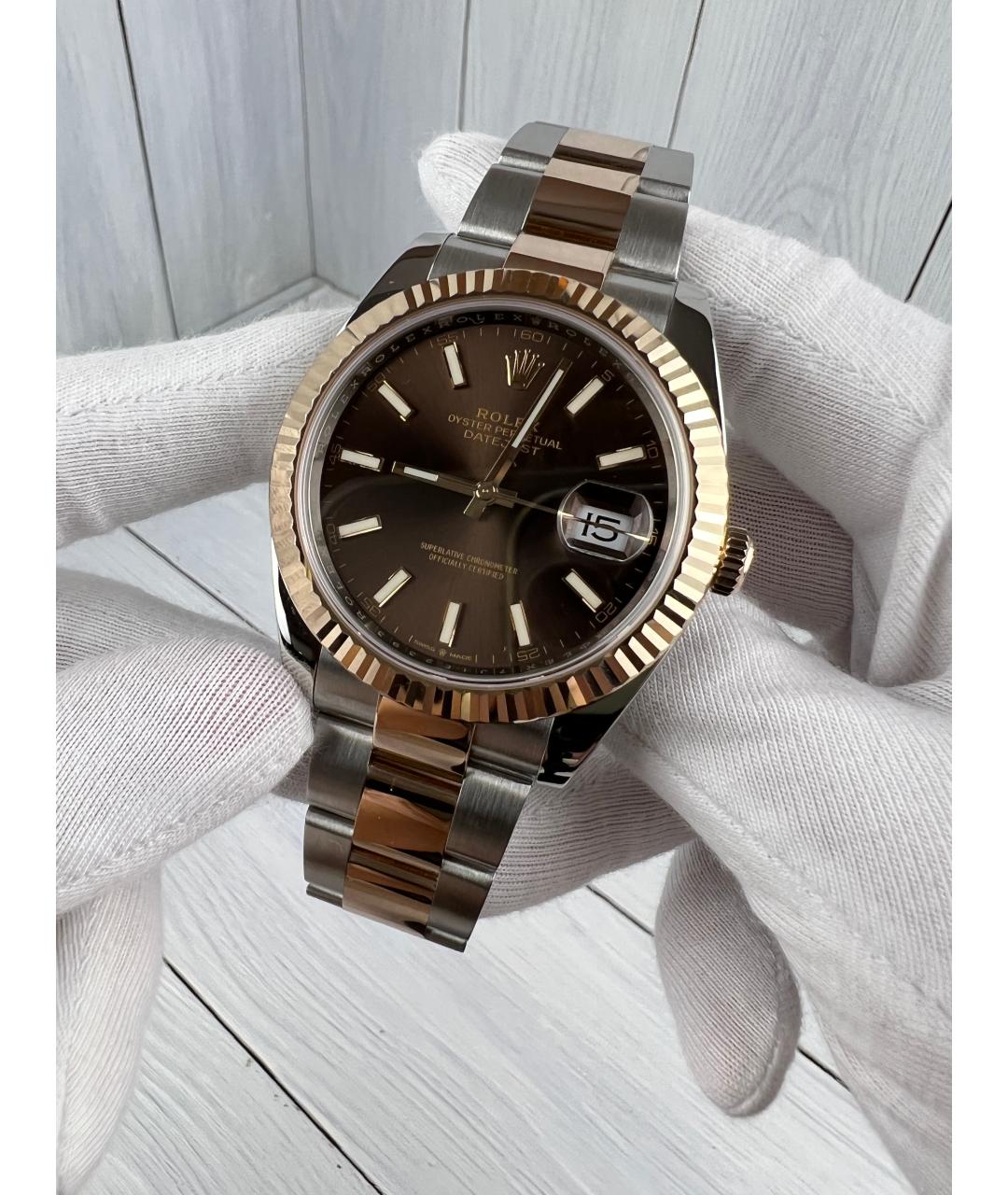 ROLEX Коричневые часы из розового золота, фото 3
